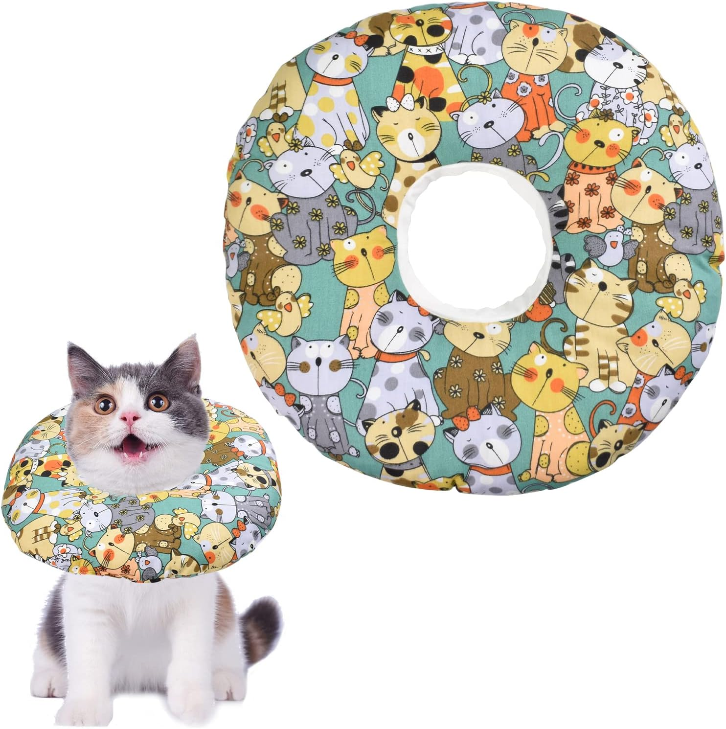 Cat Dog Collar, Soft Protective Collar Cat anti Bite Recovery Collar Protective Collar, Adjustable Protective Collar to Prevent Infections, Cat Collar Cotton for Puppies Kittens, S image number 1