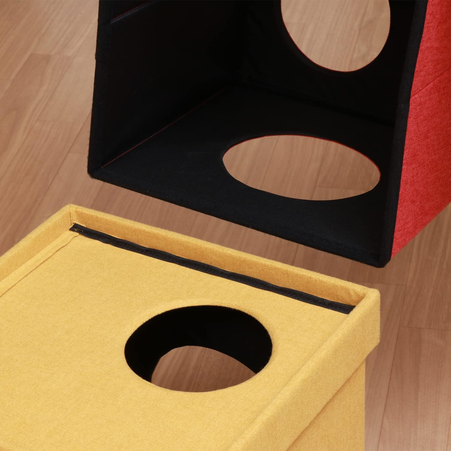 Fuji Boeki 53711 Pet House, Cat House, 2 Tiers, Width 14.8 X Depth 14.8 X Height 29.1 Inches (37.5 X 37.5 X 74 Cm), Red, Yellow, Bi-Color, Connected Type, Foldable, Cube image number 6
