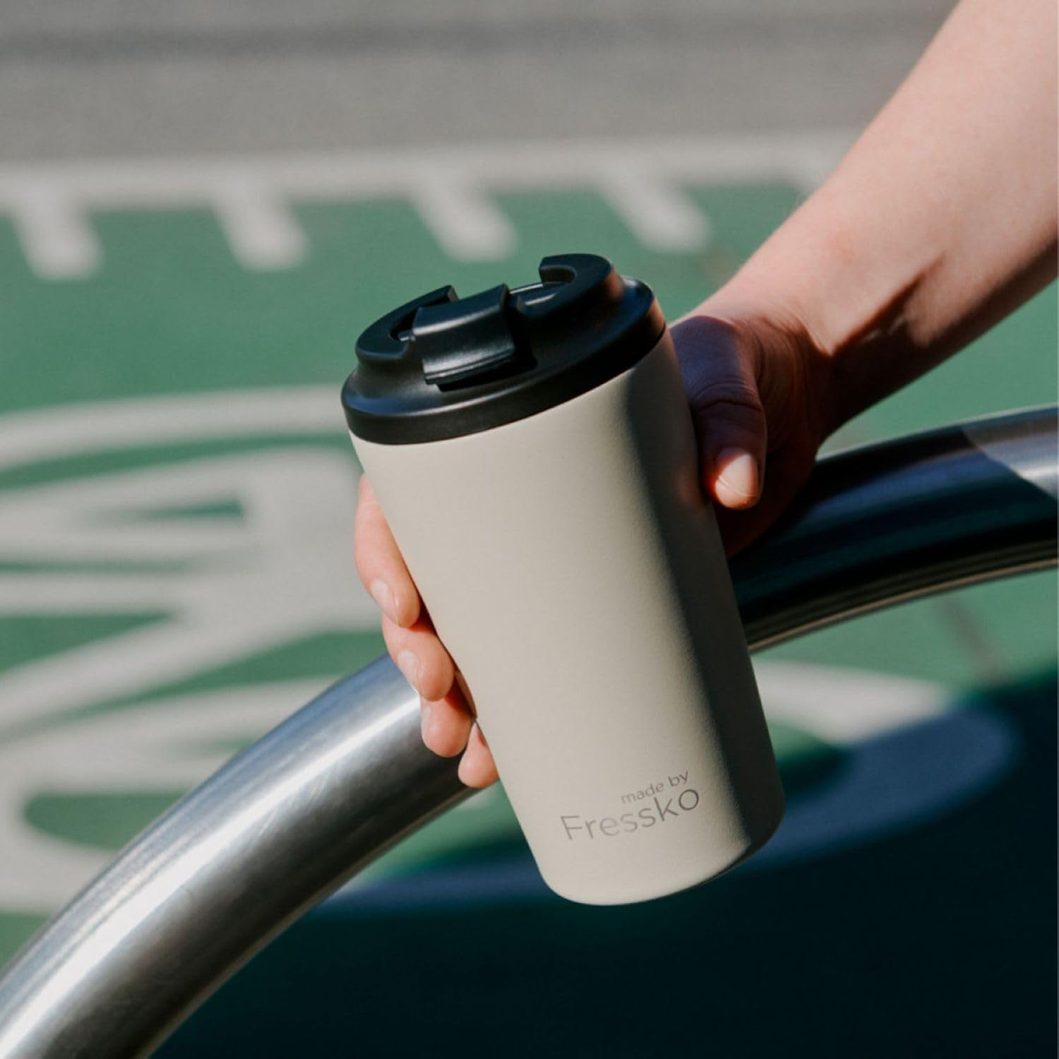 Made by Fressko Reusable Coffee Cup - Stainless Steel Insulated Mug - Leak Proof Travel Cup for Hot/Cold Drinks - 3 Hr Heat Retention - Fits Car Holders & Coffee Machines - Oat - 16Oz 450Ml image number 2