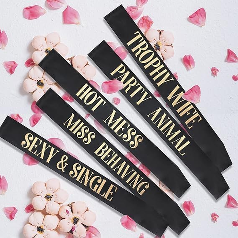 Bachelorette Party Sashes for Bride and Bridesmaid, Bridal Shower Engagement Wedding Party Favors 18 Pack Birthday Sash for Women Happy Birthday Sash for Queen Party Favors Maid of Honor Sash image number 2