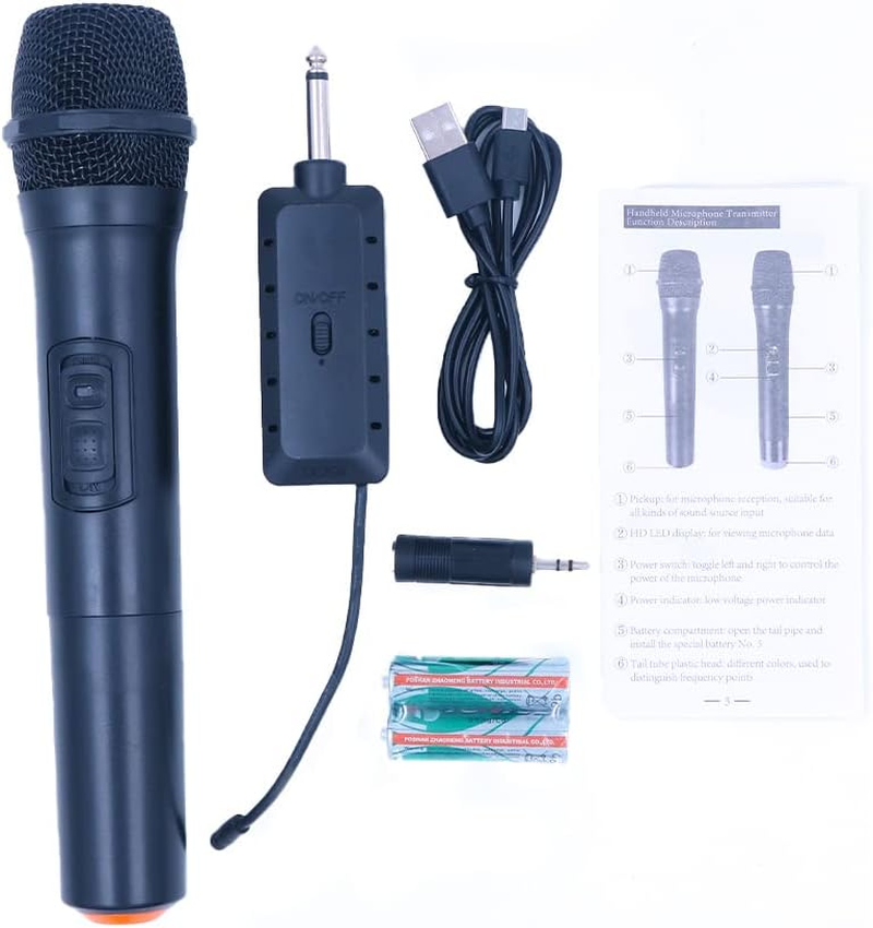 ZONADA Single Wireless Microphone, Rechargeable Mic System with Receiver and Anti-Slip Ring, 30-100 Meters Transmission Distance for Karaoke Singing, Public Speech, Wedding, Stage, Outdoor Activity image number 4