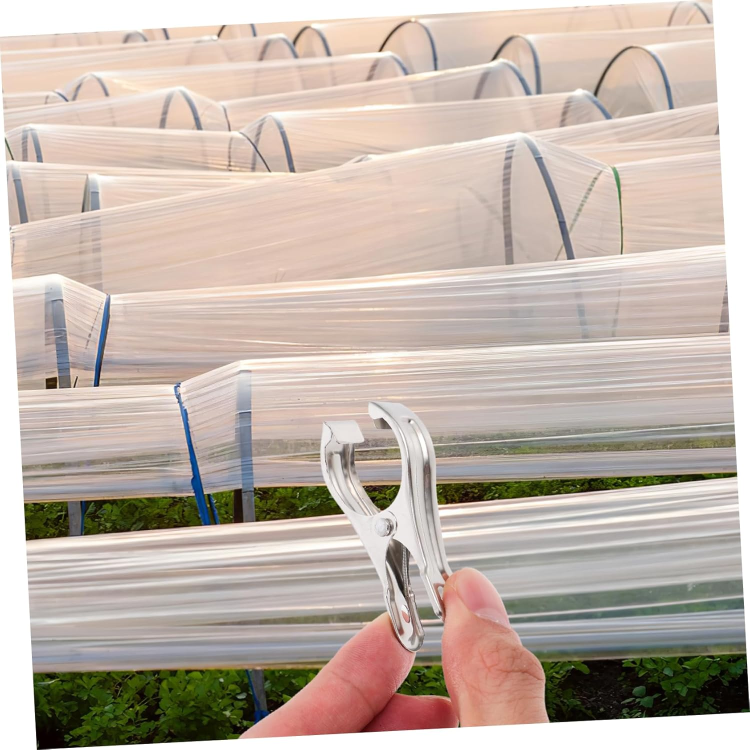 BEBEMOKO 36Pcs Multi-Functional Plant Support Clips Windproof Clamps for Gardening Greenhouse Film Shade Clip Heavy Duty Lock Grip