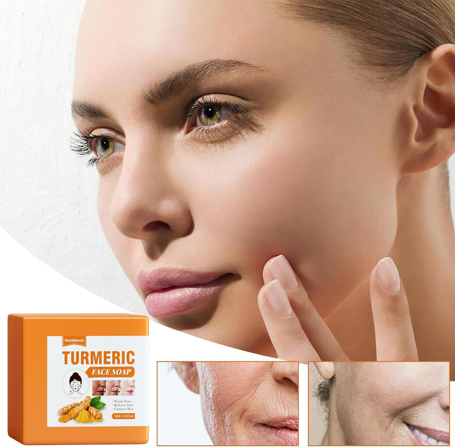 Turmeric Face Soap, Turmeric Soap for Face, Turmeric Face Soap Turmeric Soap Bar for Cleansing Face, Body to Cleanse Skin Bath Soap Hamil image number 5