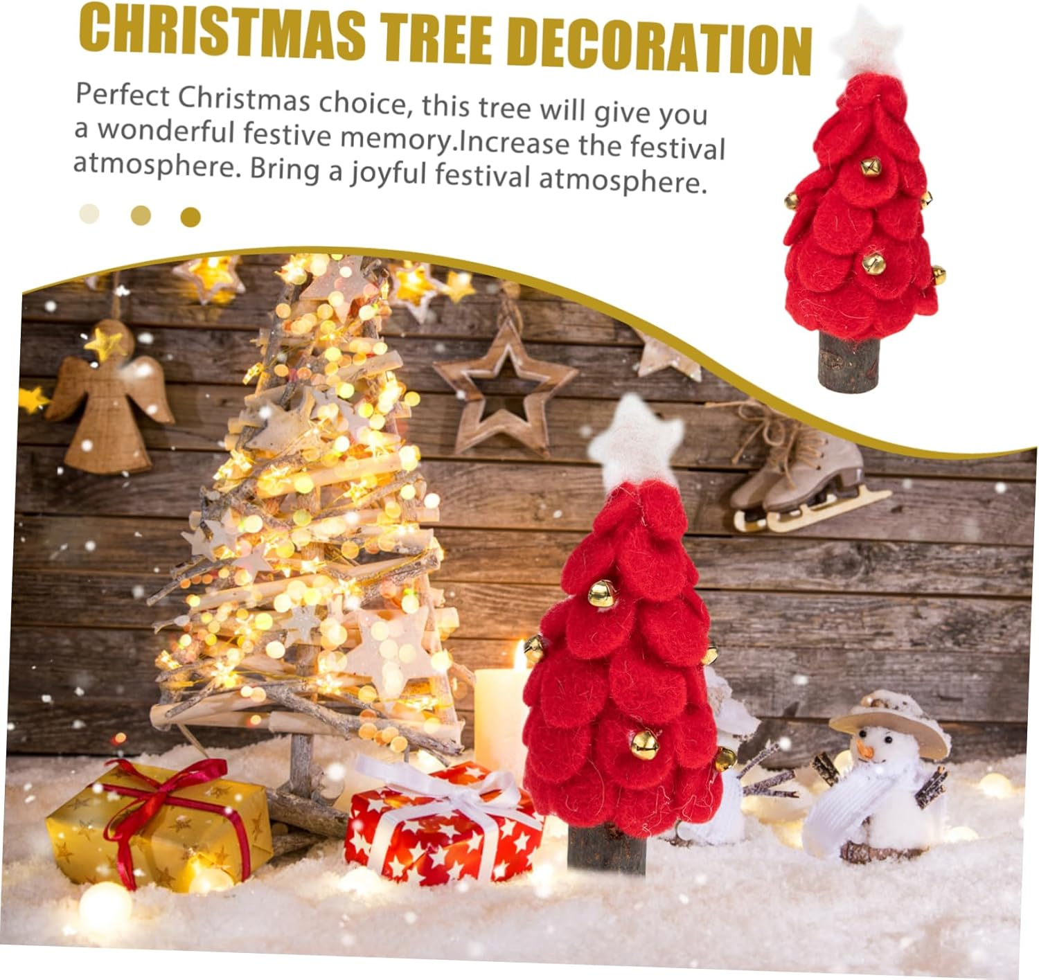 Felt Small Christmas Tree Ornament for Desktop Window Display for Home and Festival Decoration Festive Xmas Adornment for Indoor Settings image number 2