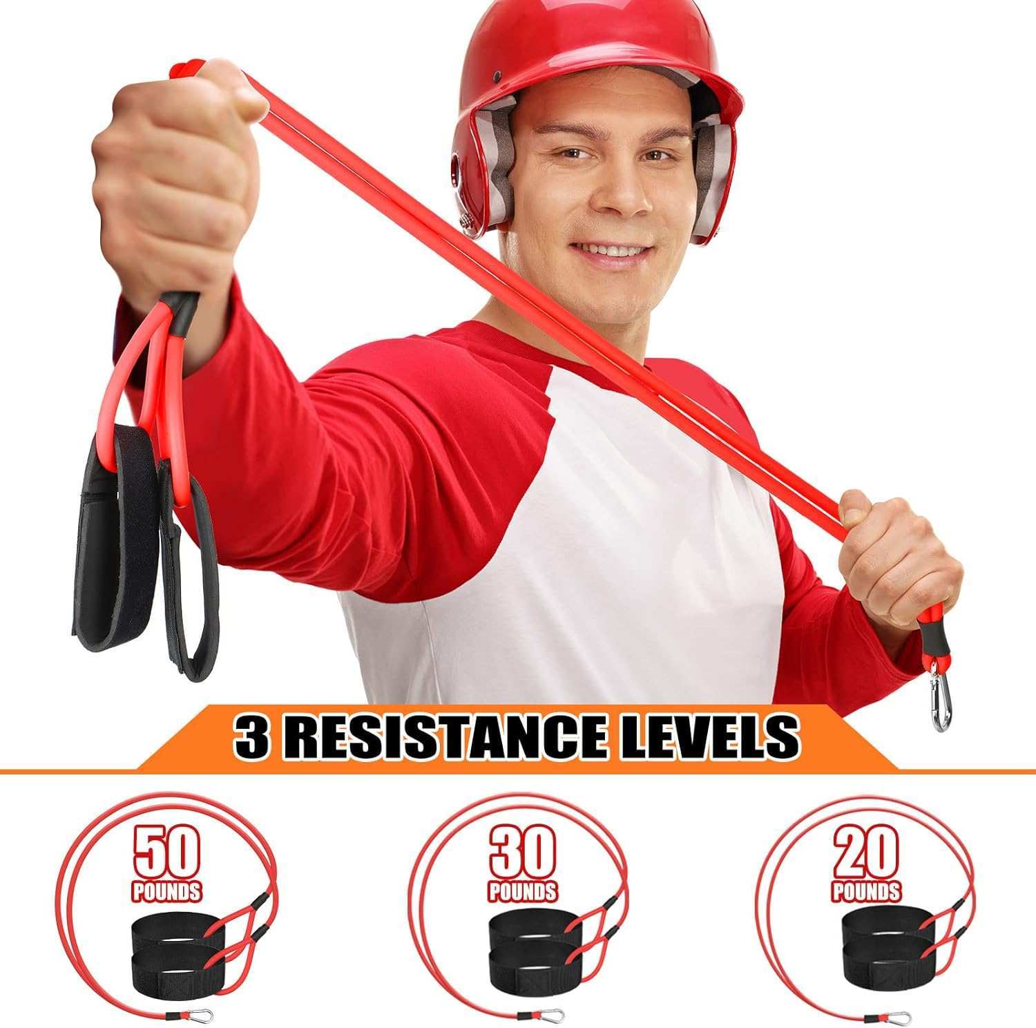 Skylety 3 Pcs Baseball Bands Baseball Resistance Exercise Bands Baseball Pitching Training Bands for Youth Adult Baseball Training, 3 Levels image number 5