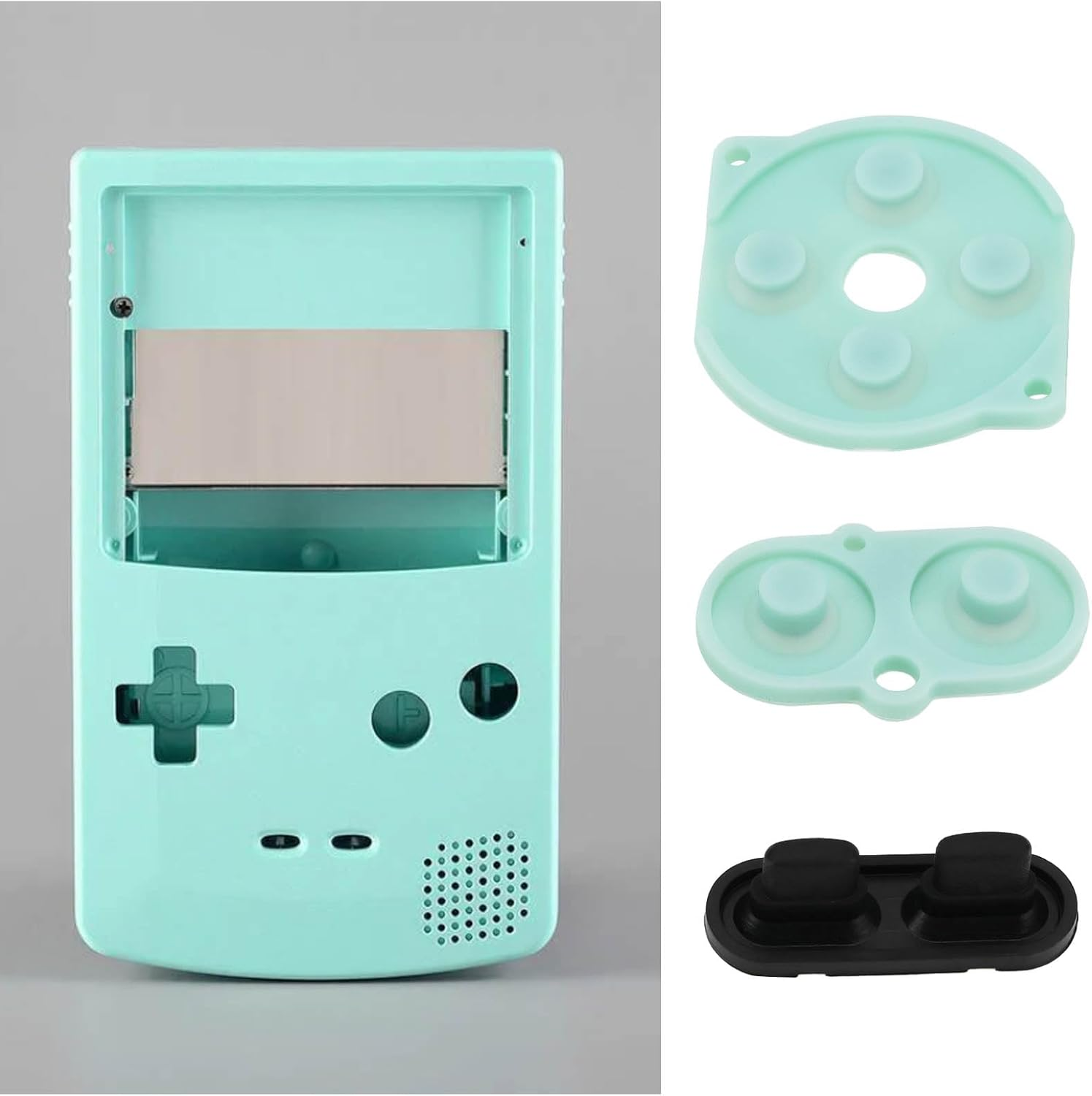 Emsea 2 Sets of Silicone Rubber Conductive Buttons Kits Compatible with Game Boy Color/Gameboy GBC Power On/Off Button Light Green + Black + White image number 1