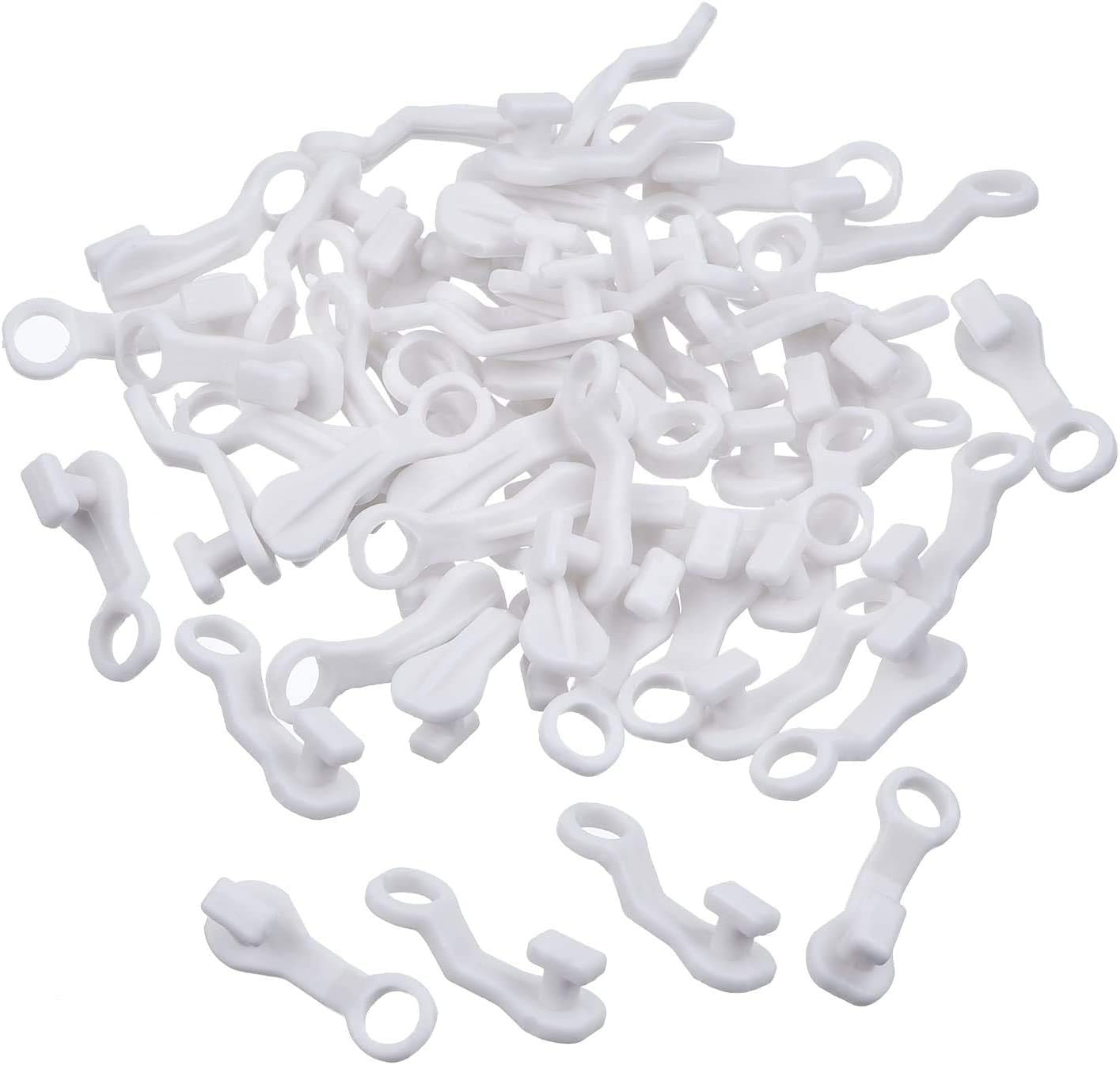 Plastic 50 Pieces White Glider Hooks for Ceiling Curtain Track Easy Fit Strong image number 4