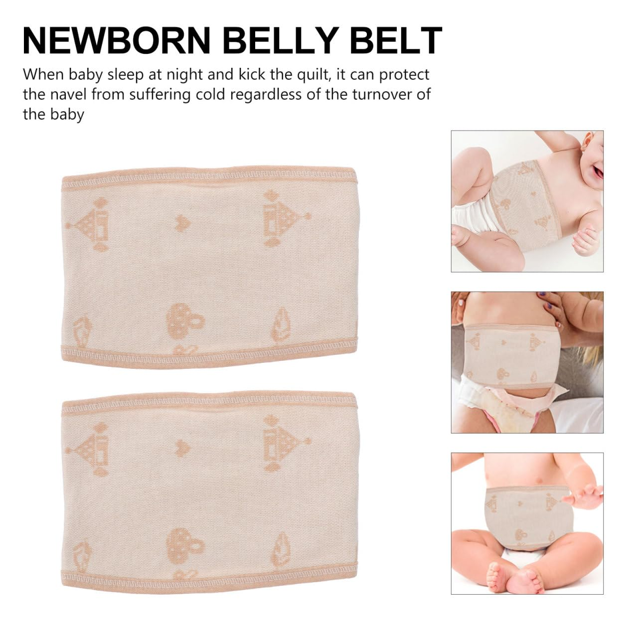 Cabilock 4PCS Baby Belly Binder, Adjustable Cotton Navel Belt for Newborns Breathable and Skin-Friendly Belly Bands to Keep Baby Warm and Comfortable image number 3