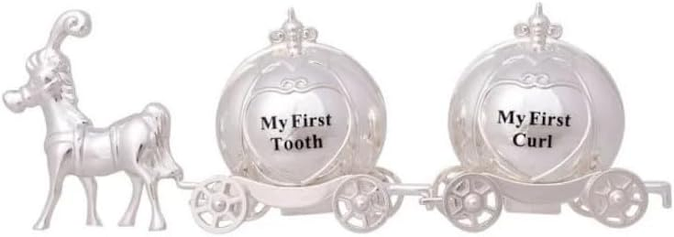 Baby Tooth Keepsake Box First Curl Girl Boy Christening Gifts Silver Carriage image number 1