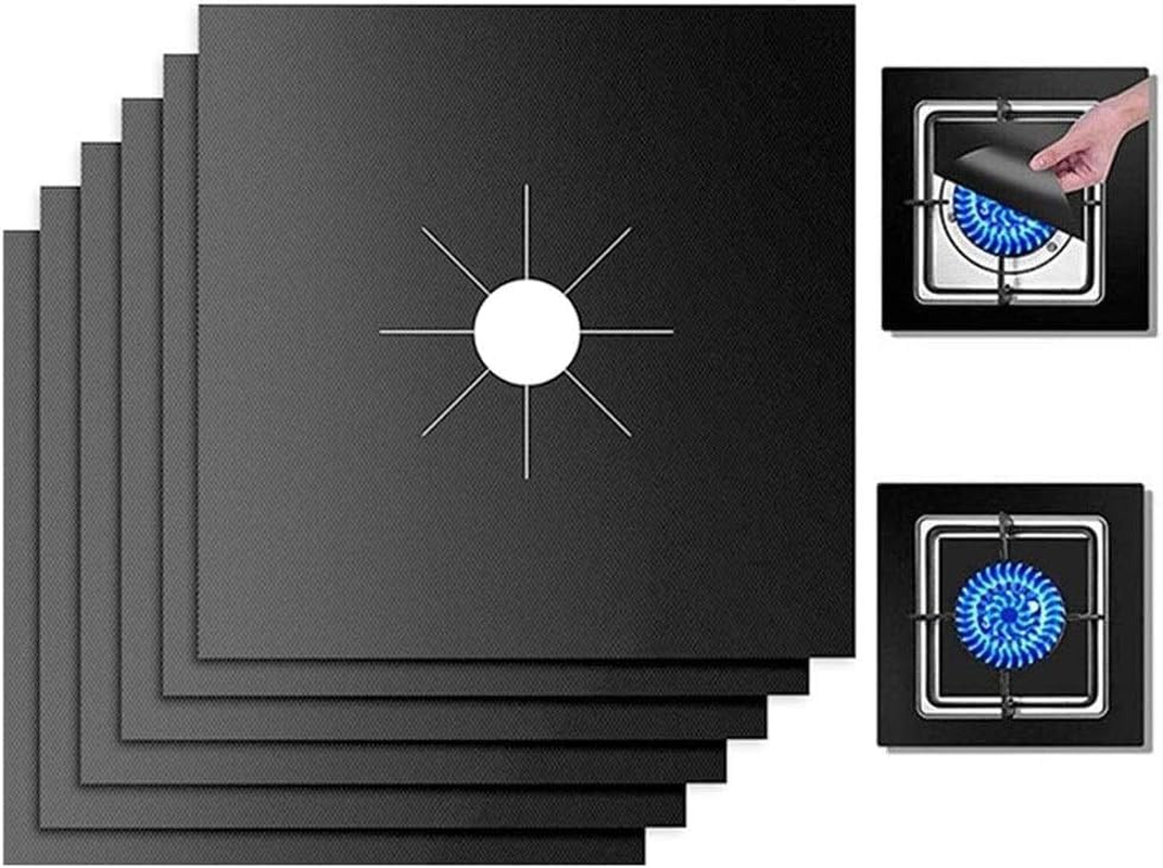 8 Pcs Reusable Gas Range Protectors, Nonstick Gas Range Protectors Liners Black 0.2Mm Double Thickness,Gas Stove Burner Covers Double, Heat Resistant Stovetop Sheets,Cuttable, Heat Resistant image number 3