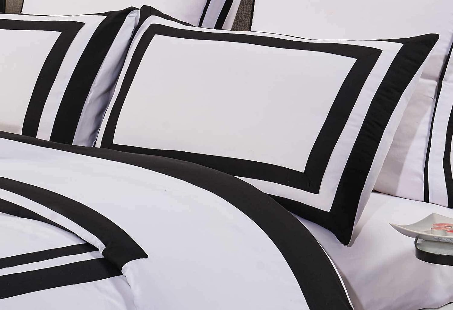 Luxton Macey Black White Quilt Cover King - Striped Bordered 3Pcs Doona Cover Set (King Size) image number 2