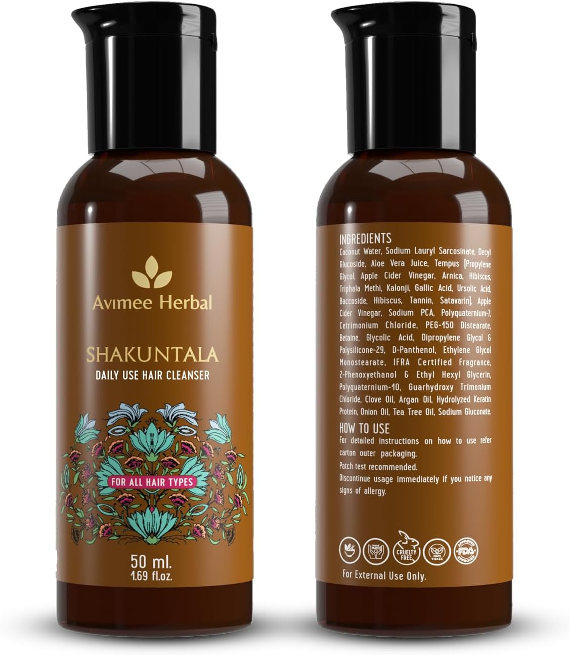 AVIMEE Herbalshakuntala Hair Cleanser anti Dandruff Shampoo | 50Ml | for Silky, Shiny & Smooth Hair | with Aloe Vera, Apple Cider, Rice & Keratin Protein image number 2