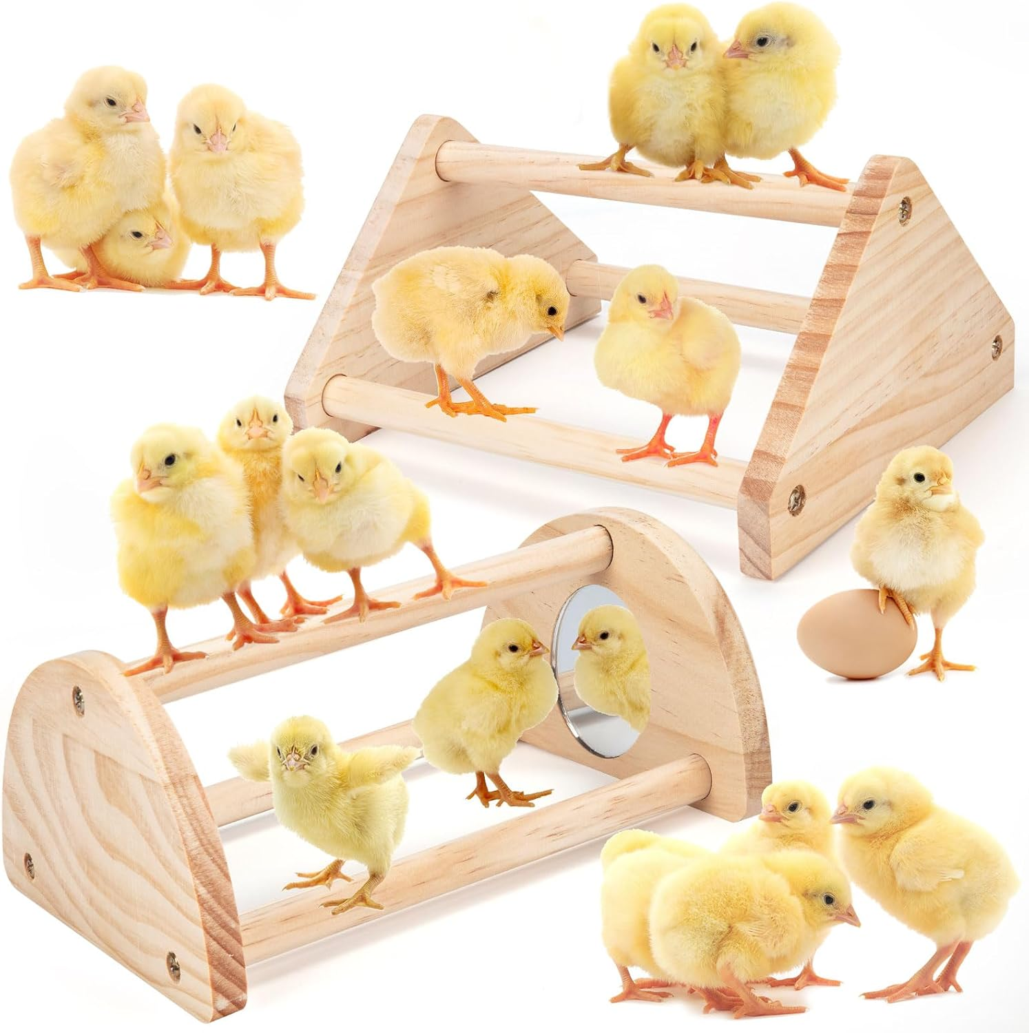 Chicken Perch Stand, 2PCS Pine Chicken Roosting Bars for Coop and Brooder, Training Perch Chick Perch Fun Toys for Baby Chicks, Parakeets, Parrots image number 1