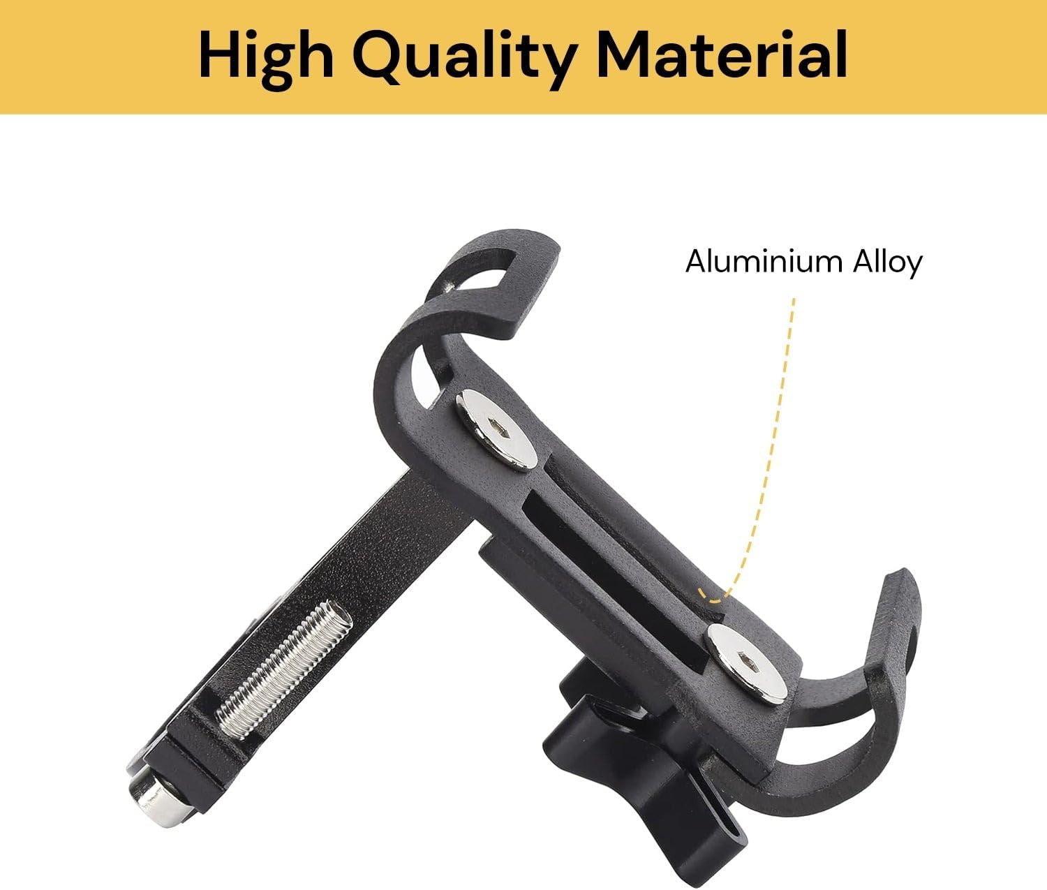 EZONEDEAL 360&deg; Rotate Aluminum Bike Handlebar Mobile Phone Holder Mount, Universal Bicycle Phone Mount for 3.5-6.5 Inch Devices, Fits 20-38Mm Handlebar Mounted Cell Phone Holder for Bike (Black) - Black image number 3