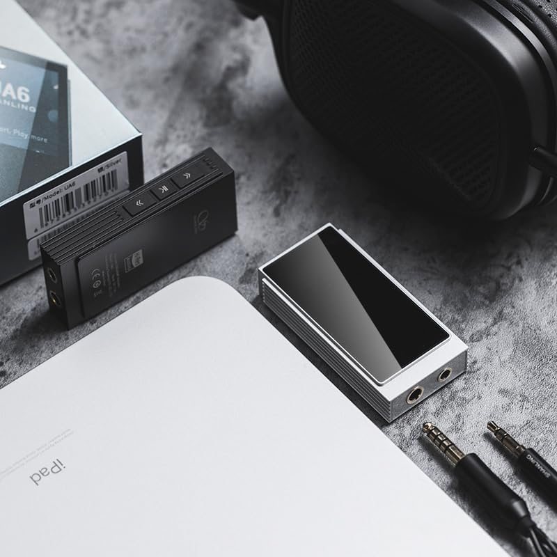 SHANLING UA6 Headphone Amplifier, Portable USB DAC Amp, Cs43131X4 DAC, 768Khz/32Bit DSD512, 1.3IN Display, for Android/Ios/Mac/Windows, 3.5/4.4Mm/Spdif Output, up to 361Mw@32&Omega; Output (Silver) image number 1