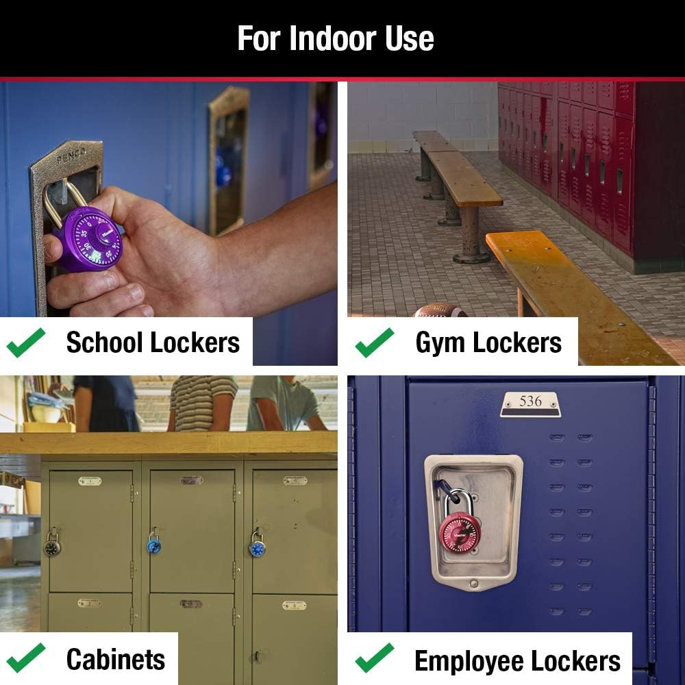 Master Lock 1533TRI Locker Lock Mini Combination Padlock, 3 Pack, Assorted Colors image number 4