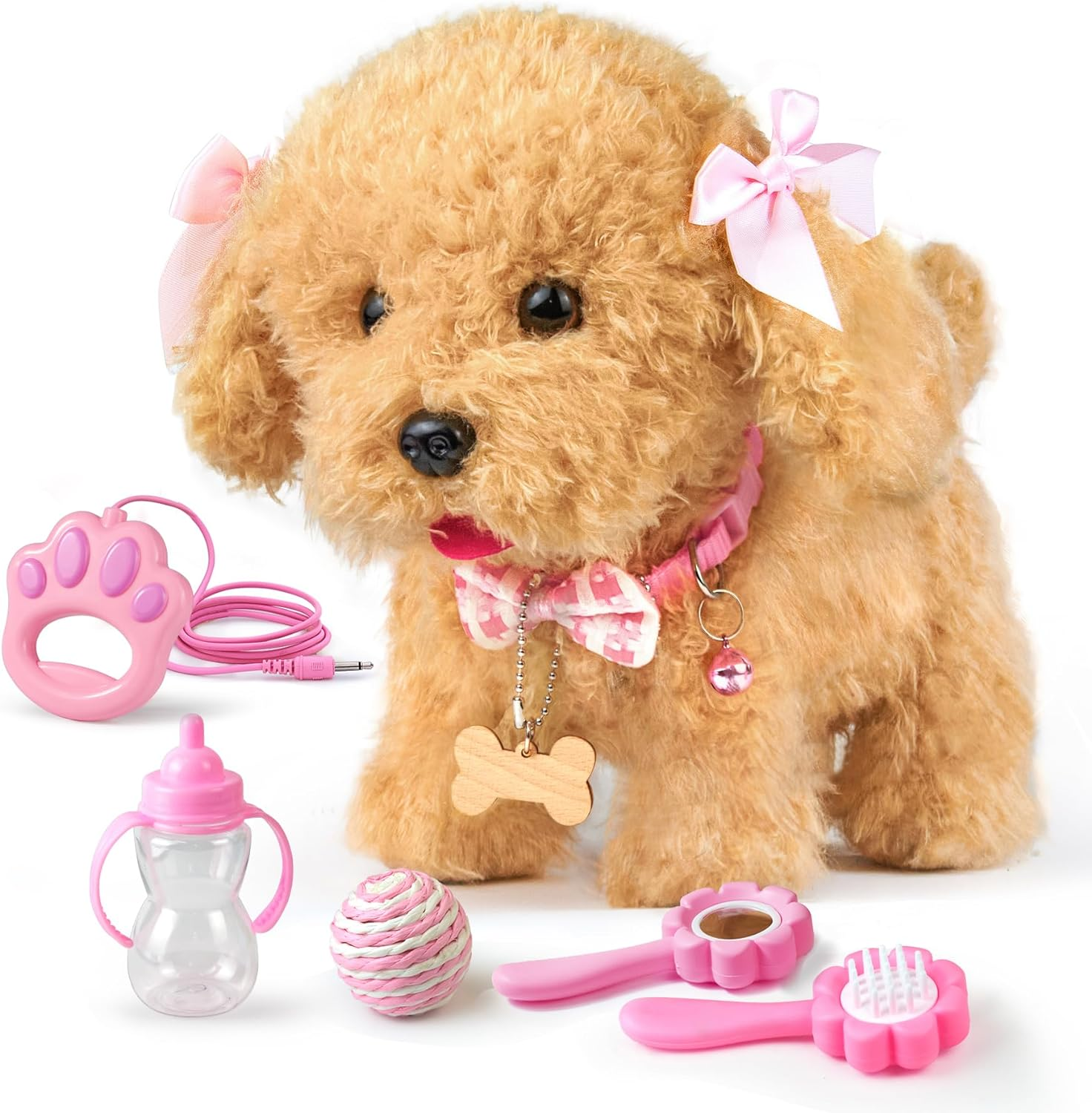 Walking Dog Toys for Kids,Remote Control Electronic Plush Puppy Toy Dog,Interactive Robot Puppy Barking Wagging Tail Toys for Toddlers Girls Grandchildren