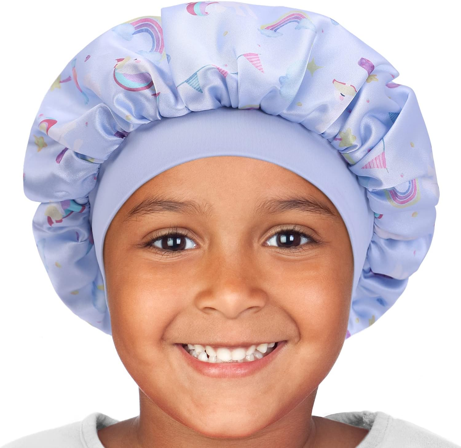 Hat Hut Kids Satin Bonnet Sleep Cap for Curly Hair Adjustable Silk Hair Cap for Baby Sleeping Hair Bonnet for Toddler Child image number 5