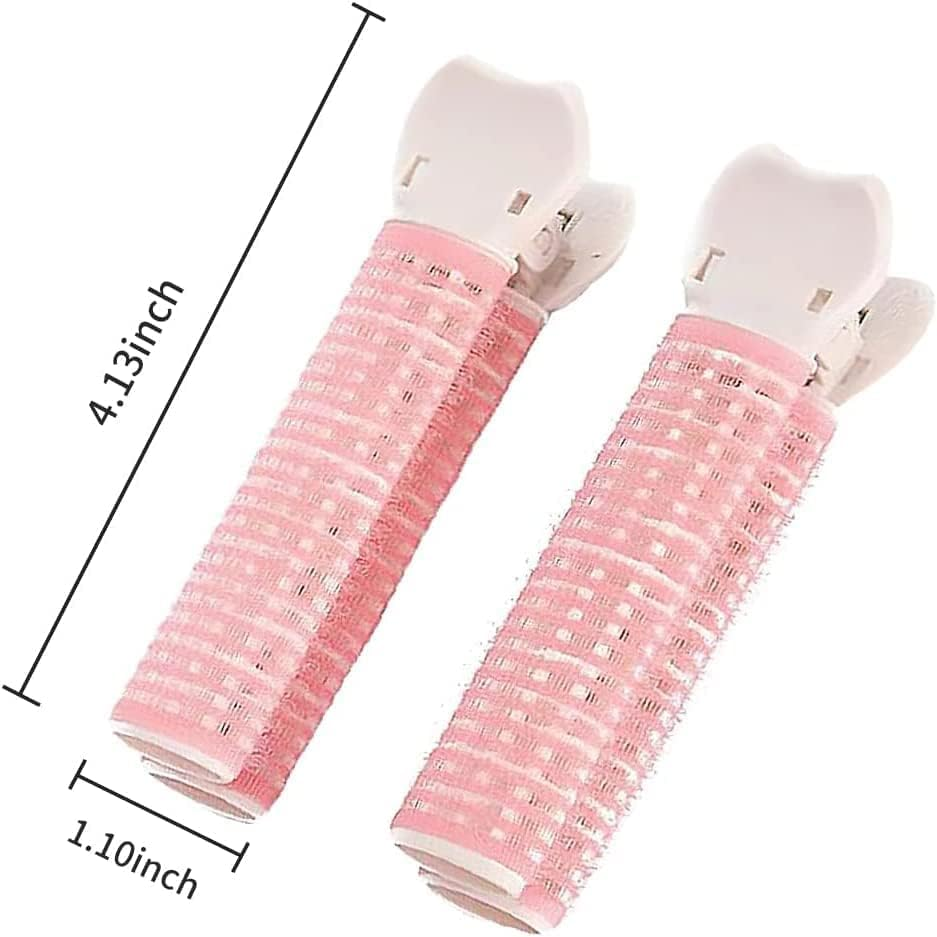 Pink Hair Rollers with Clip, 4PCS Volumizing Hair Root Clips Bangs Curler DIY Hair Styling Accessories Tool Rollers image number 2