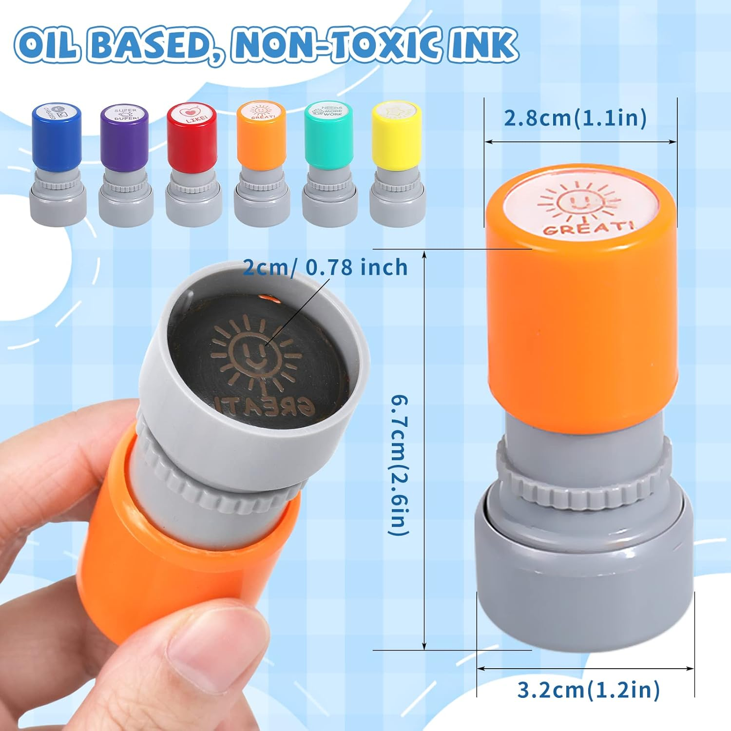 6 Colorful Teacher Stamps - Picture & Behavior Motivation Stamps for Teachers（Styles 2）