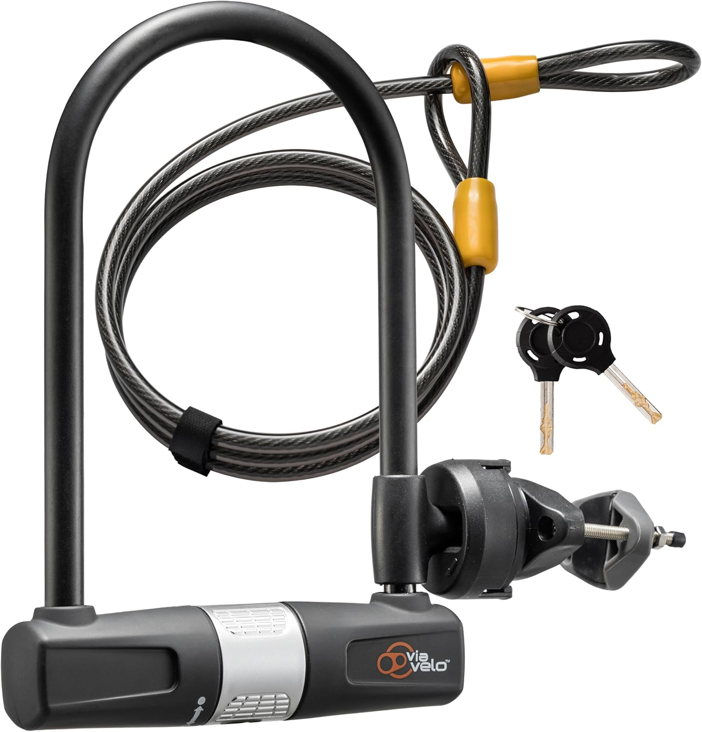 Bike U-Lock and Cable Combo 190X14Mm Ulock 1800X10Mm Cable via Velo Brand image number 2