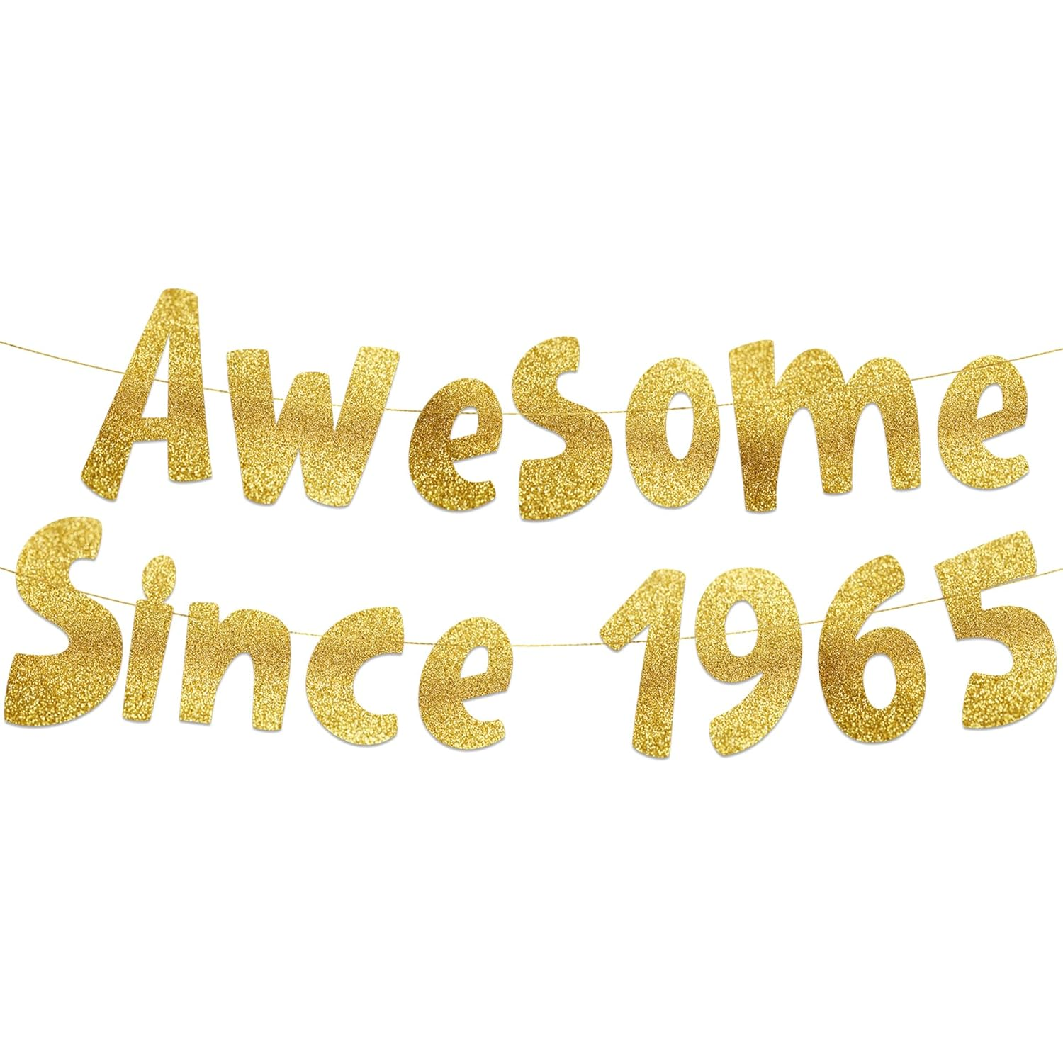 Awesome since 1965 Gold Glitter Banner - 60Th Birthday and Anniversary Party Decorations image number 3