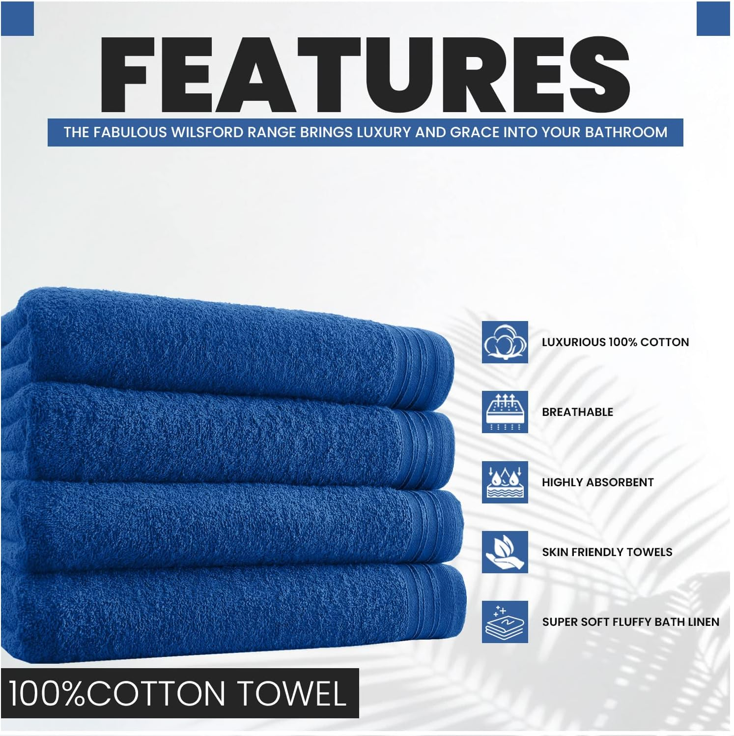 GC GAVENO CAVAILIA Large Towels Bath Sheet-Highly Absorbent Egyptian Cotton Towel Set-4 Pack Extra Soft Large Bath Towel Royal Blue-Quick Dry Bath Sheets-450 GSM Washable Towels, 75X135 Cm - Ochre image number 4