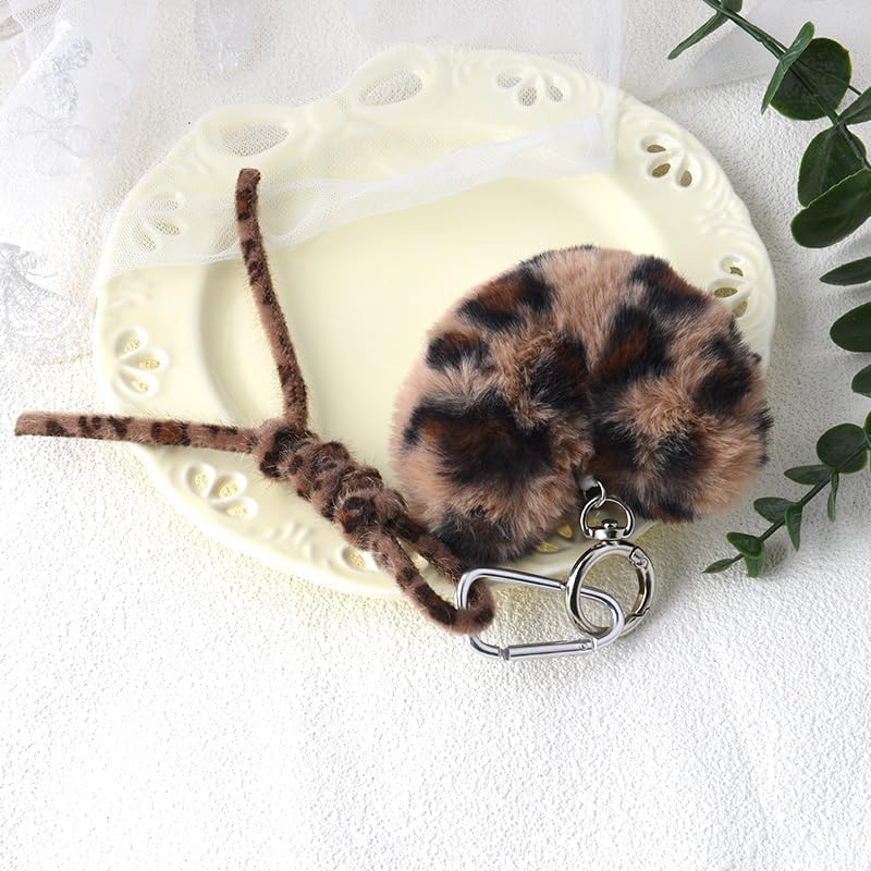 Leopard Keychain Heart Shaped Keychains for Women Girls Y2K Leopard Print Fuzzy Heart Bag Charms for Handbags Backpack Keychains for Girls Women Girlfriend Birthday Gifts for Daughter Fluffy Keyring