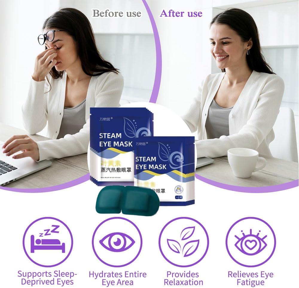 Dolemay Steam Eye Mask,10 Packs Heated Eye Mask Warm Compress for Eyes Disposable Heated Sleep Eye Mask for Dry Eyes Dark Circles Relax Comfortable Self Heating Warm Eye Mask for Travel Home Office image number 5