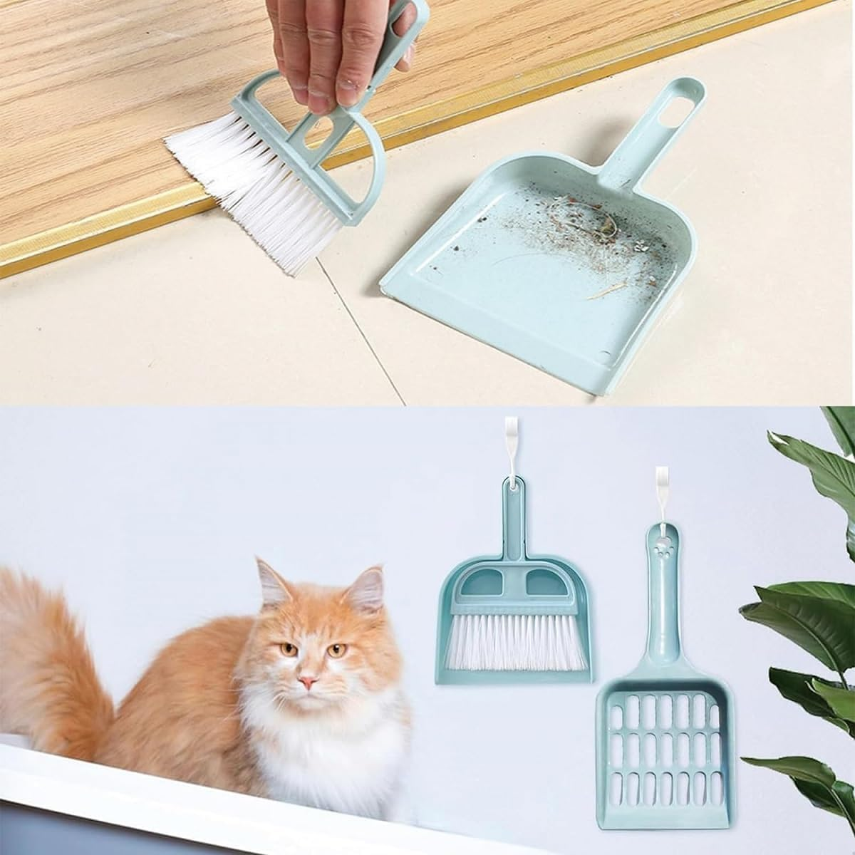 Kiuiom Cleaning Tools for Cat Litter, Plastic Cat Litter Shovel, Cat Litter Scoop, Broom Set, Cleaning Devices for Filtering Cat Litter for Cleaning Cat Sand Toilets image number 6