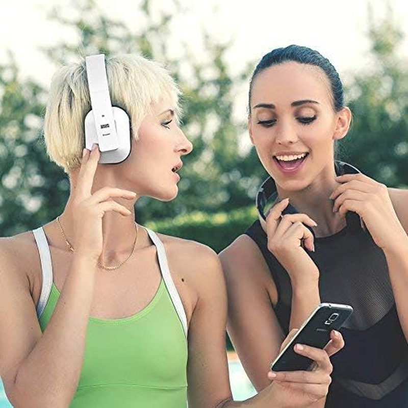 August EP650 Wireless Bluetooth Headphones over Ear Headphones Aptx Low Latency NFC Rich Bass Clear Sound 30 Days Stand by High-Performance Comfort Headset for PC Laptops Mobile Phones Tablets White - Blue image number 3