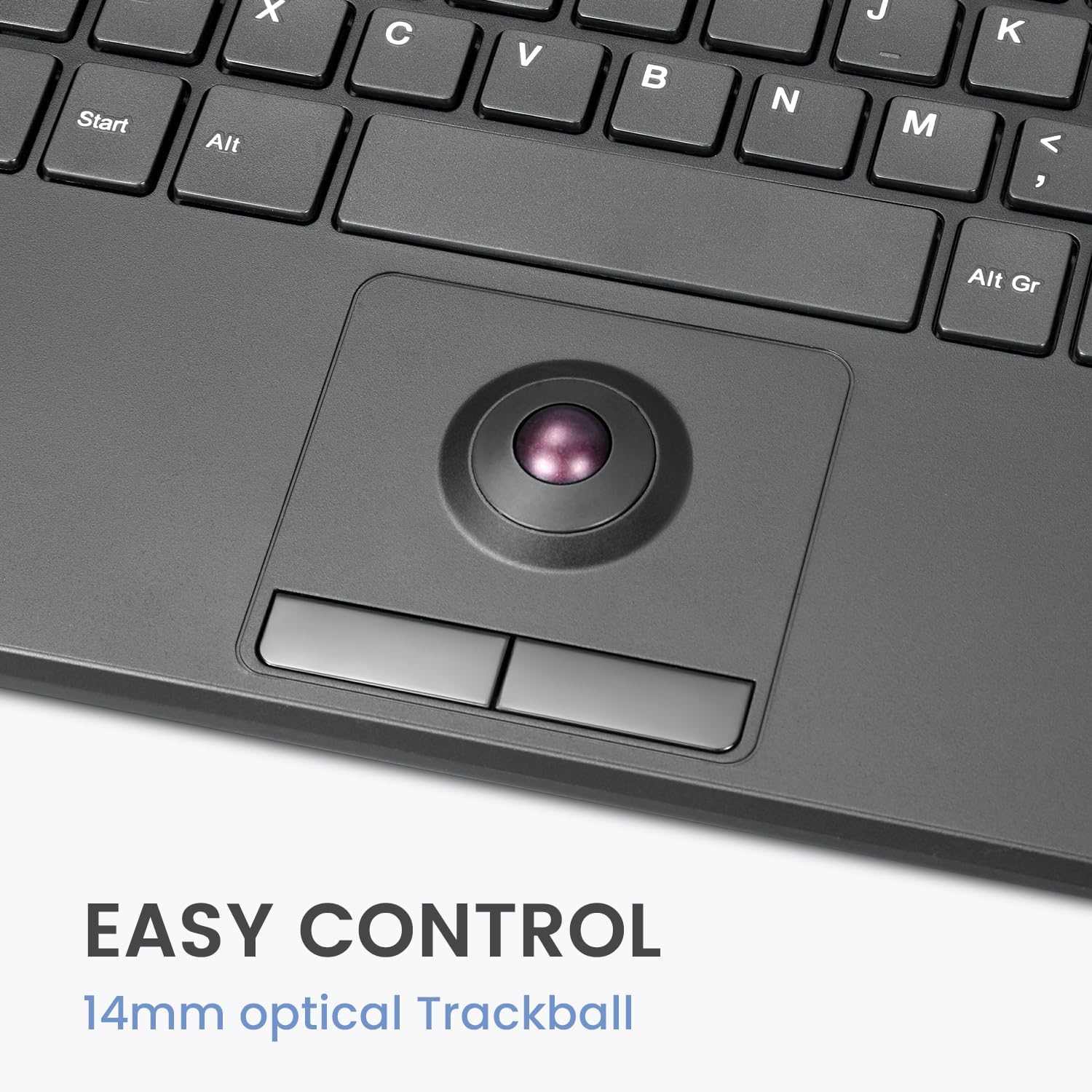 Perixx PERIBOARD-538 US, Wired Compact USB Keyboard with Trackball - X Type Scissor Keys - 15.63X7.8X1.46 Inches (397X198X37Mm) - Build-In 2 USB Hubs and Number Pad - Black image number 4