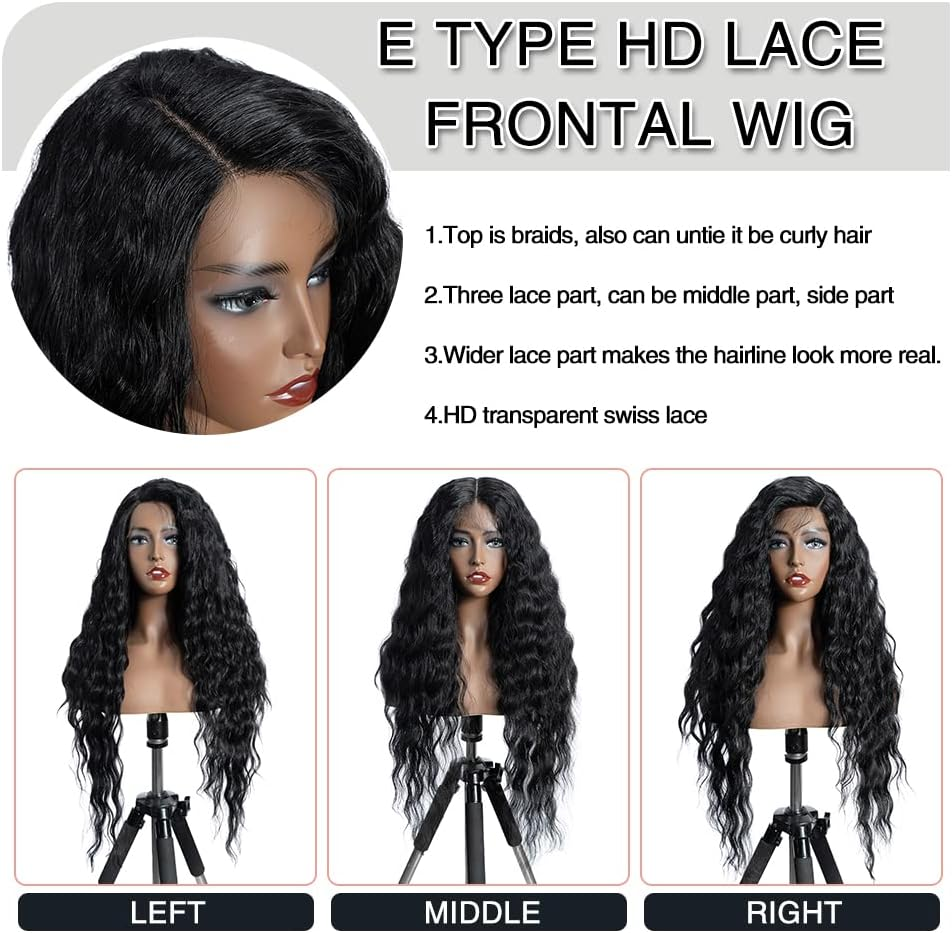 FASHION IDOL Lace Front Curly Wigs 31 Inches with Baby Hair Long Synthetic Natural Water Wavy Wig for Black Women Ombre Auburn with E Type HD Lace Wig image number 2