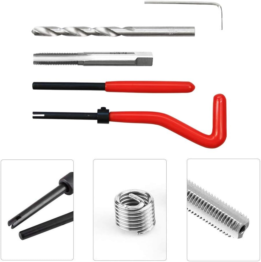 Bestsq 25Pcs Thread Repair Kit M7 X 1.0Mm Metric Thread Repair Insert Kit Compatible Hand Tool Set for Auto Repairing (M7-1.0) image number 2