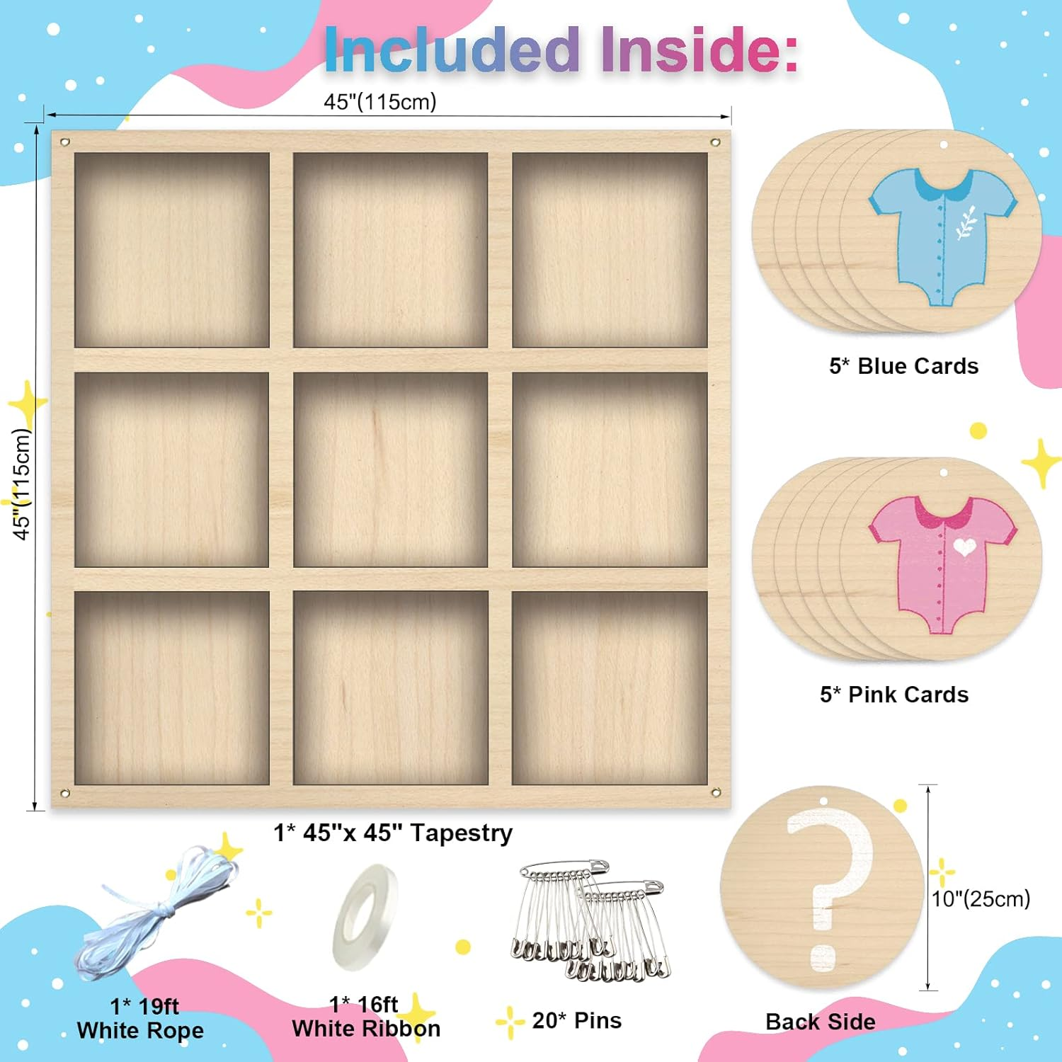 Gender Reveal Tic Tac Toe Board Game,Rustic Wooden Gender Reveal Games for He or She,Baby Gender Reveal Ideas Party Supplies,Boy Girl Sign,Baby Shower Gender Reveal Decoration Kit image number 4