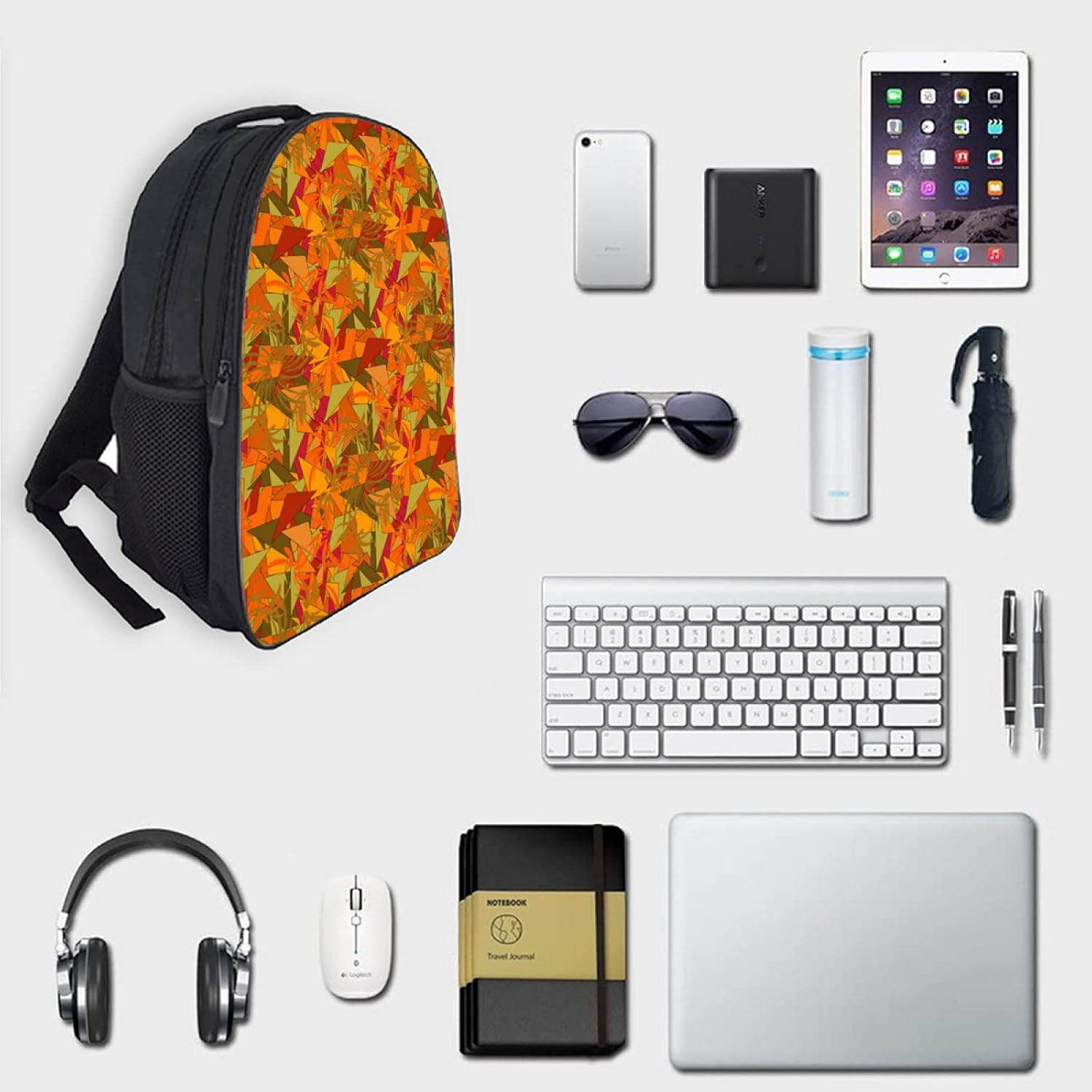 Tropicallife Orange Flower Pattern Backpack for Boys and Girls Water Resistant Preschool Backpack Lightweight Bookbags Camping Travel School Shoulder Bag, Multi image number 1