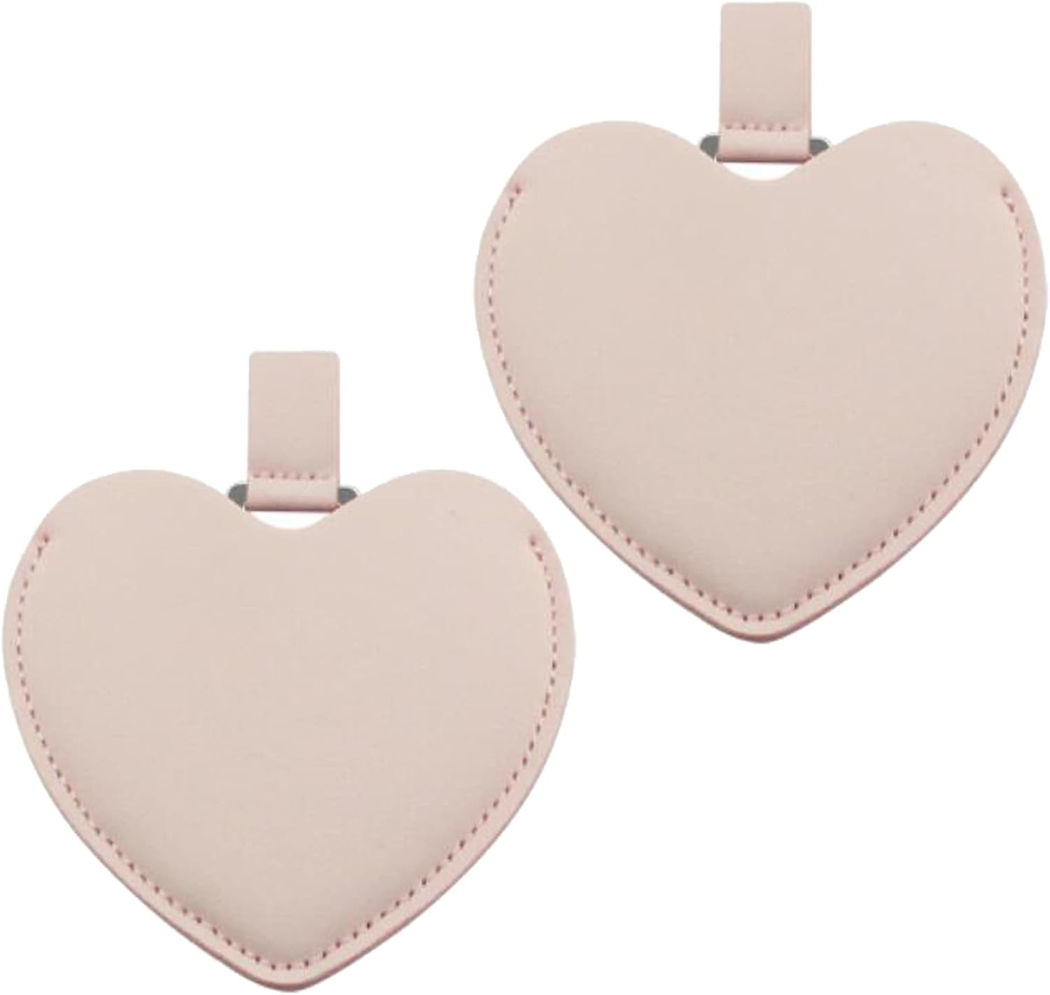 INCAUCA 2Pcs Stainless Steel Mini Purse Mirror with PU Leather Cover, Heart Shaped Compact Pocket Mirror, Cute Small Travel Makeup Mirror, Unbreakable Portable Mirror for Women Girls (Red)