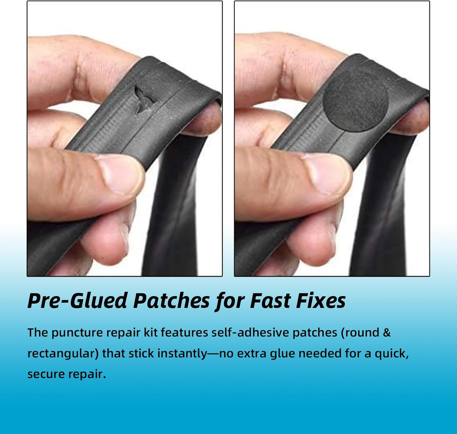 Luojinluoda 35Pcs Tyre Puncture Repair Kit Bicycle, Self-Adhesive Tyre Repair Kit - Complete Bike Tool Kit with Puncture Repair Patches, Metal Rasp & Storage Box for Road/Mountain Bike Inner Tyre image number 4