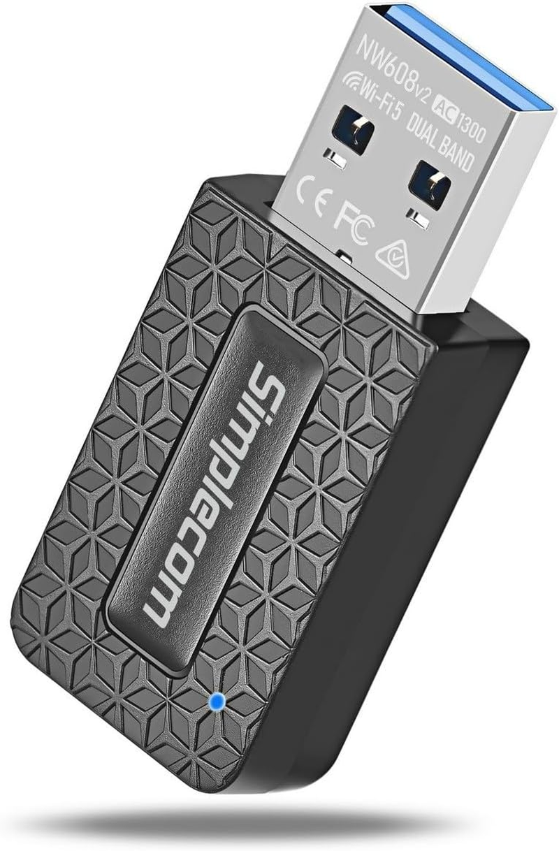 Simplecom Nw608V2 Wifi 5 AC1300 Dual-Band USB 3.0 Wireless Adapter