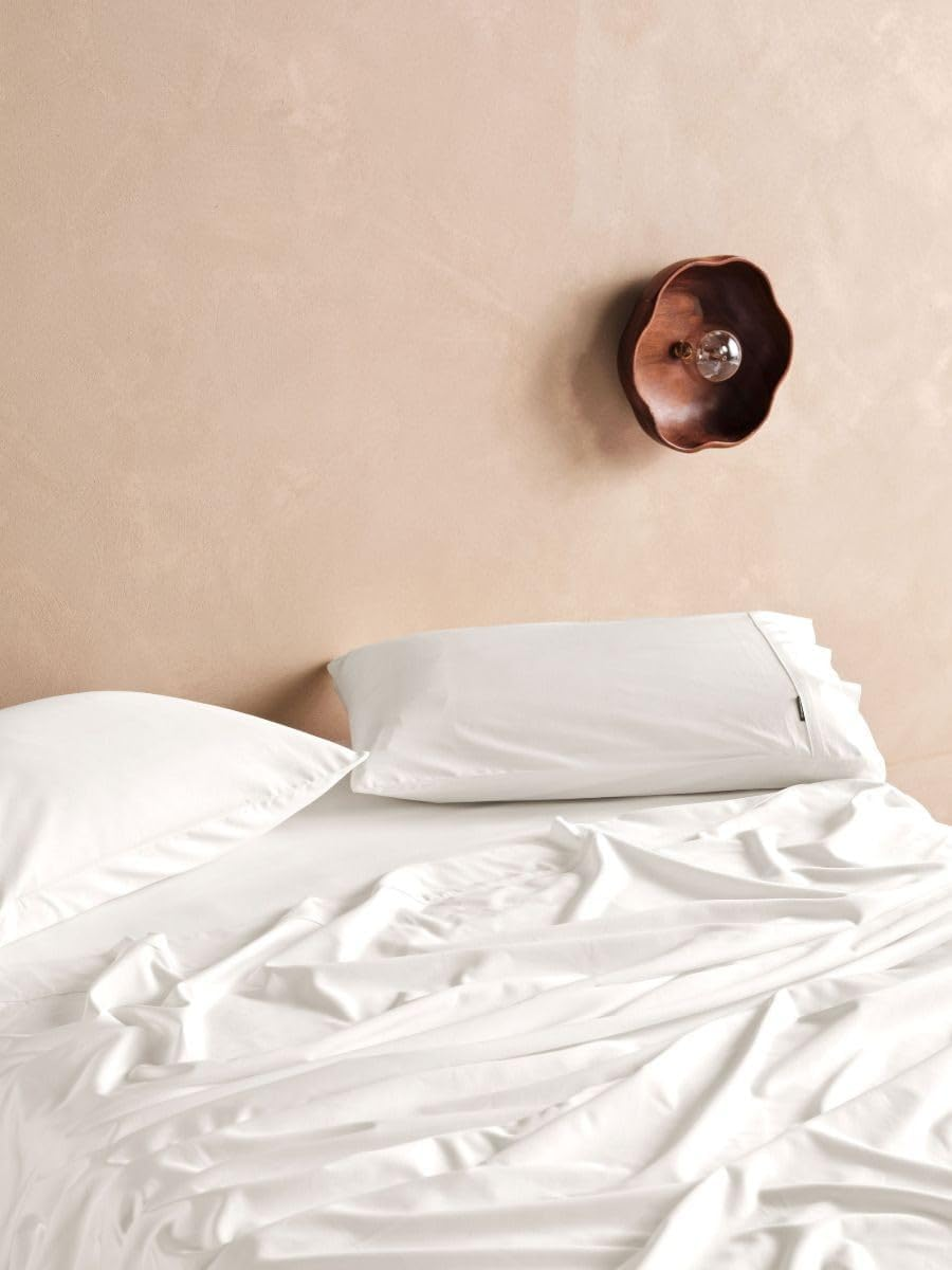 Linen House Haven Flat Bed Sheet Set, White, King Bed Size - Clay image number 6