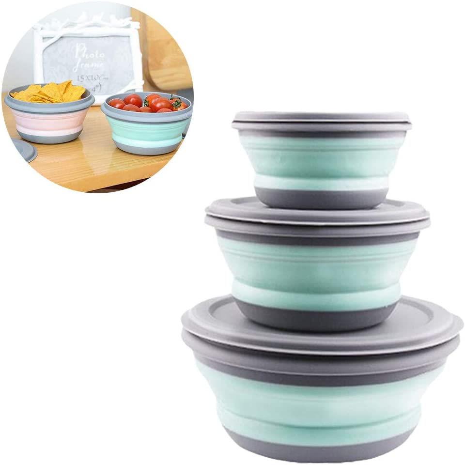 Collapsible Bowl, 3 Pcs Safe Silicone Collapsible Camping Bowl for Travel (39)