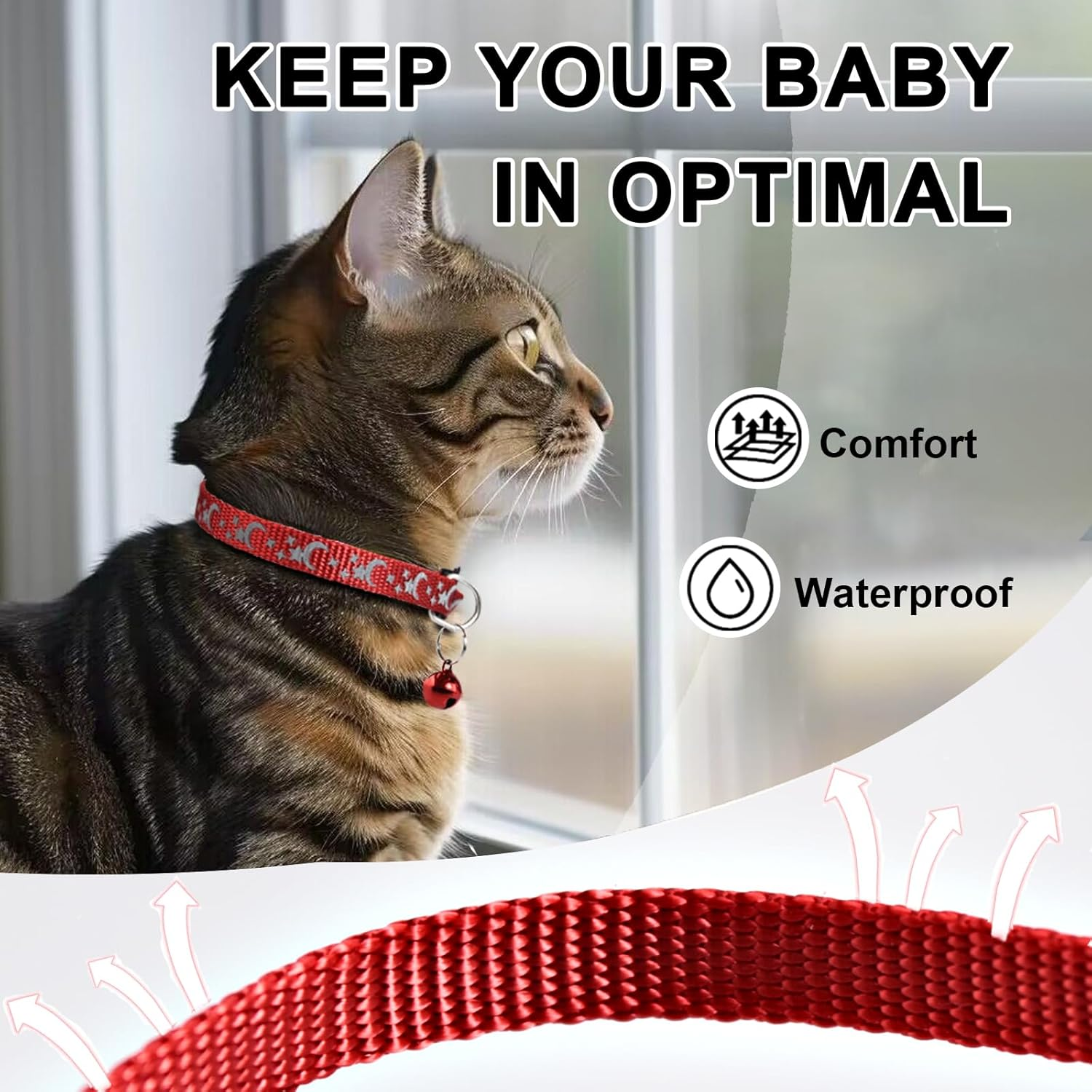 Airtag Cat Collar with Bell, Cat Collars Quick Release, Reflective Cat Collars with Safety Buckle, Adjustable 8-12" to Fit All Domestic Cats, Pet Supplies, Accessories, Gifts (8 Pack) image number 5