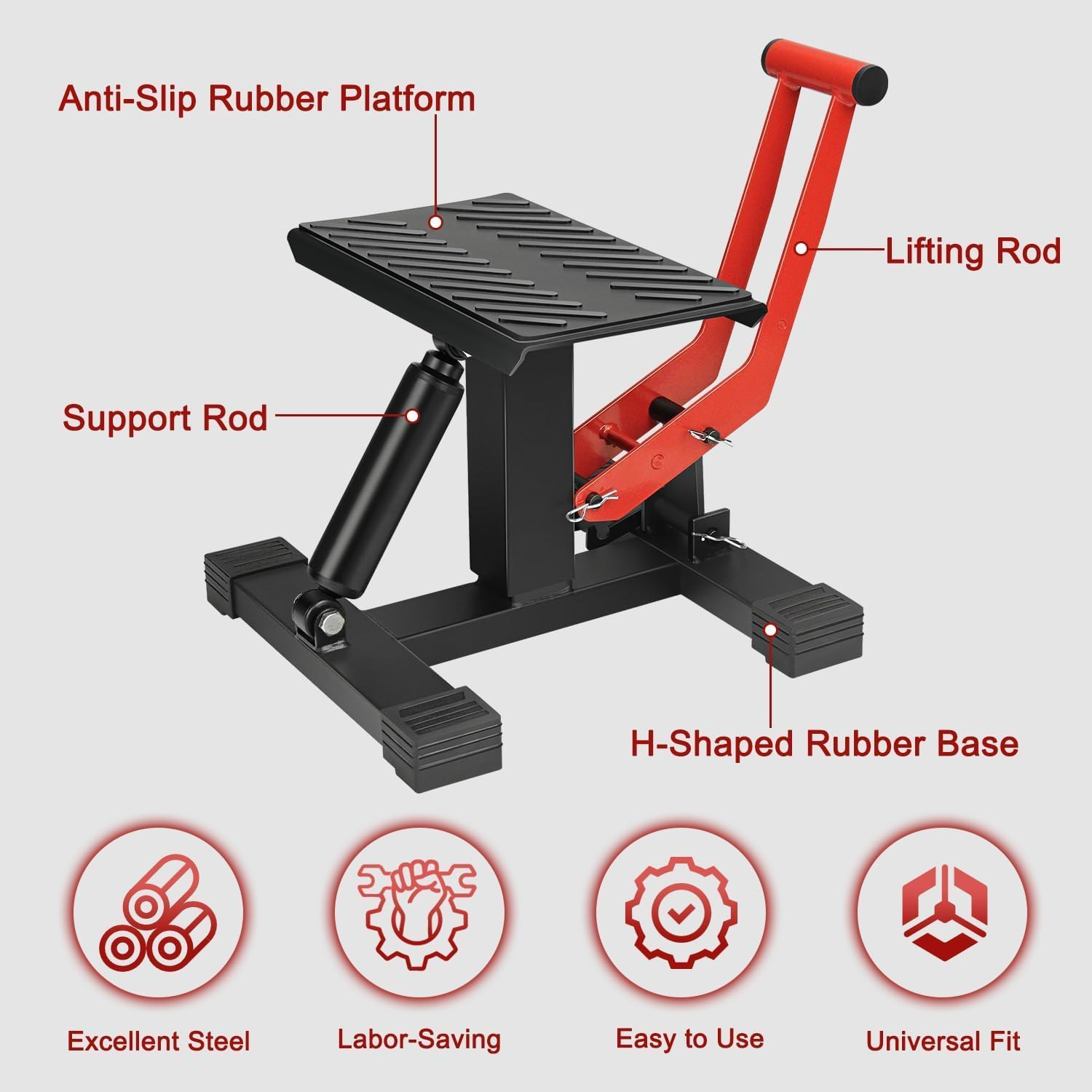Motorcycle Jack Lift for Dirt Bike, Hydraulic Motorcycle Stand with 990LBS Capacity, Adjustable Lift for Motorbike Repair image number 3