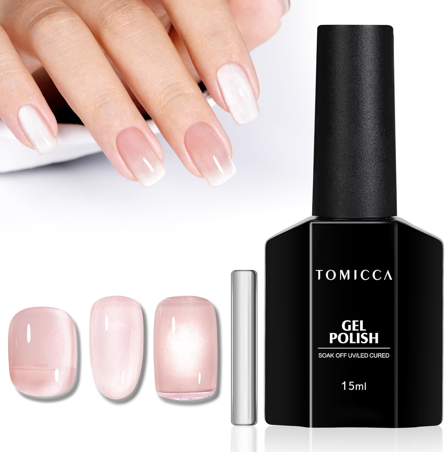 TOMICCA Cat Eye Gel Nail Polish Burgundy Red 15ML Holographic Gel Polish with Magnet Soak off UV LED Nail Lamp Glass Gel Polish for Nail Salon DIY