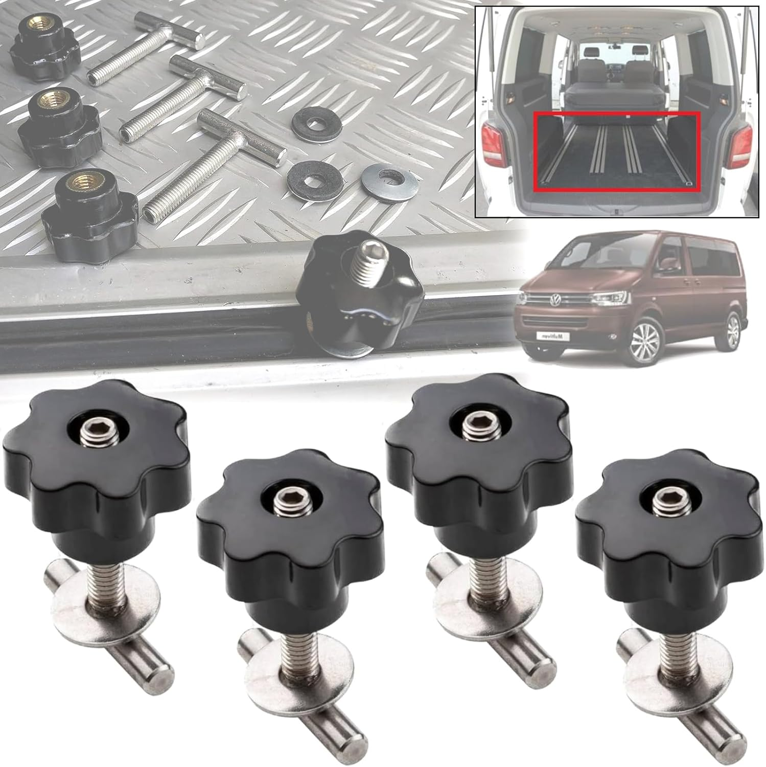 Twowinds Load Securing Screws Interior Guide Rail Anchor Fixing Screws for Fridge, Potty, Compatible with VW T5 T6 Multivan Transporter California 7H5883189E, 7H5883084C (4 Lots) image number 6
