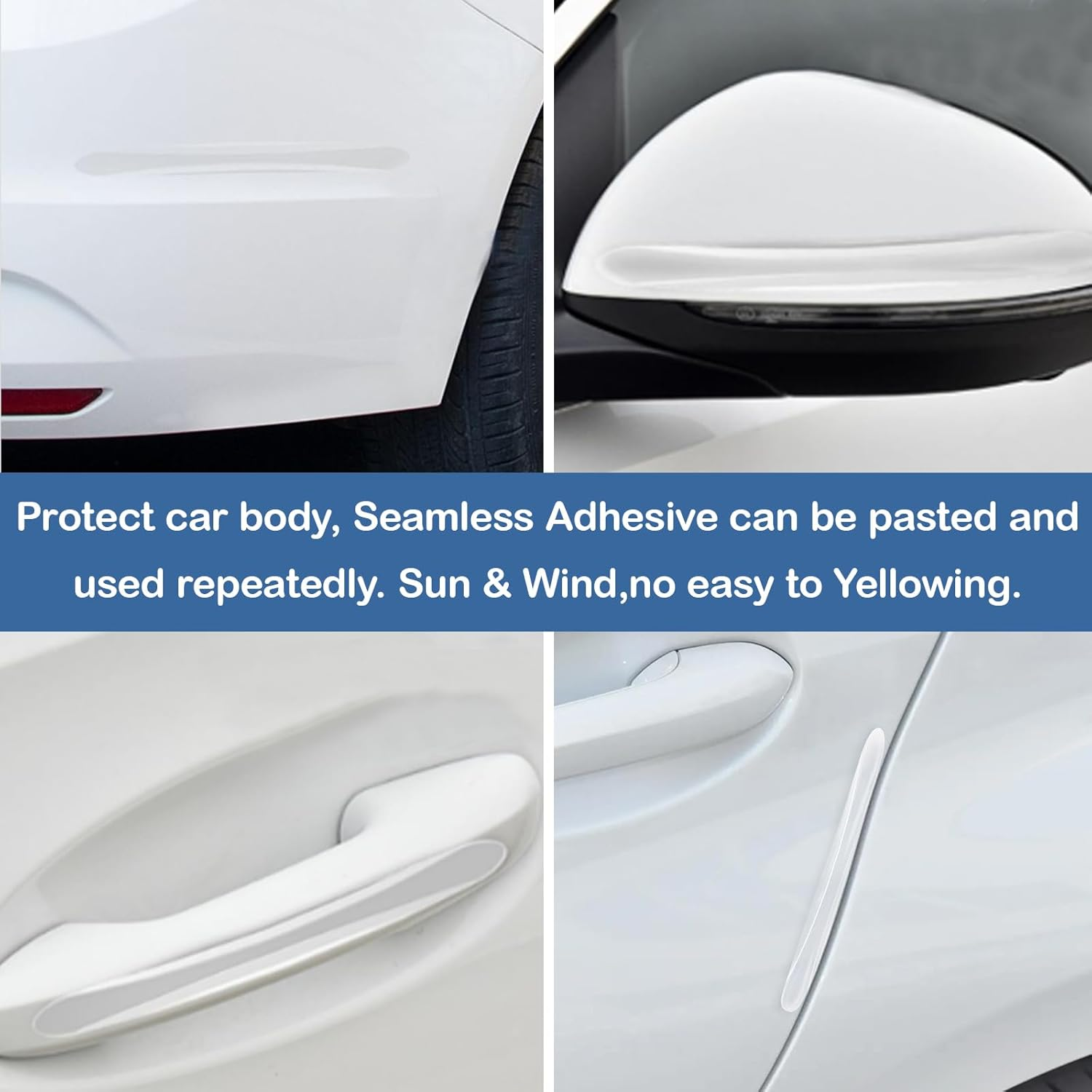 YUENTOEN 4Pcs Car Door Edge Protector, Anti-Scratch Car Door Protector Trim Strip with Self Adhesive for Auto, Sedans, Truck, SUV, White image number 4