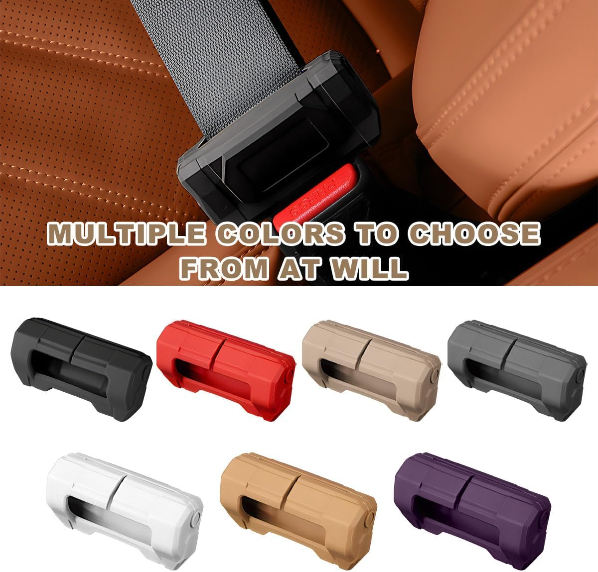 2 PCS Car Seat Belt Buckle Covers, Anti-Scratch Silicone Car Seatbelt Buckle Protector, 7 Color Fashion Seat Belt Clips Cover Protector for Car Safety, Car Accessories (Black) image number 2