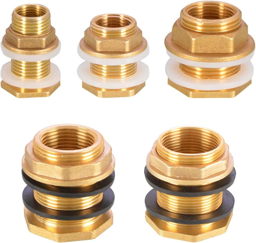 Brass Water Tank Connector, 2PCS Male 1/2 Inch Female 3/8 Inch Thread Brass Connector for Water Tower Outlet Interface Joint Fitting Copper Tube Adaptor Pipe image number 2