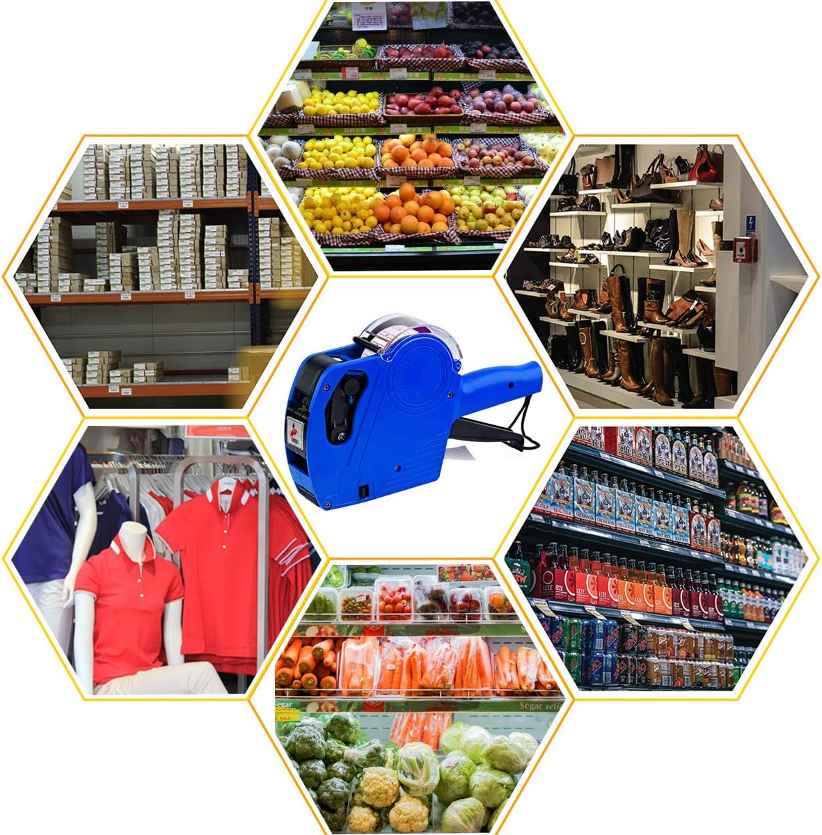 MX-5500 8 Digits Price Tag Gun with 5000 Sticker Labels and 3 Ink Refill, ANDERSE Label Maker Pricing Gun Kit Numerical Tag Gun for Office, Retail Shop, Grocery Store, Organization Marking Blue image number 1