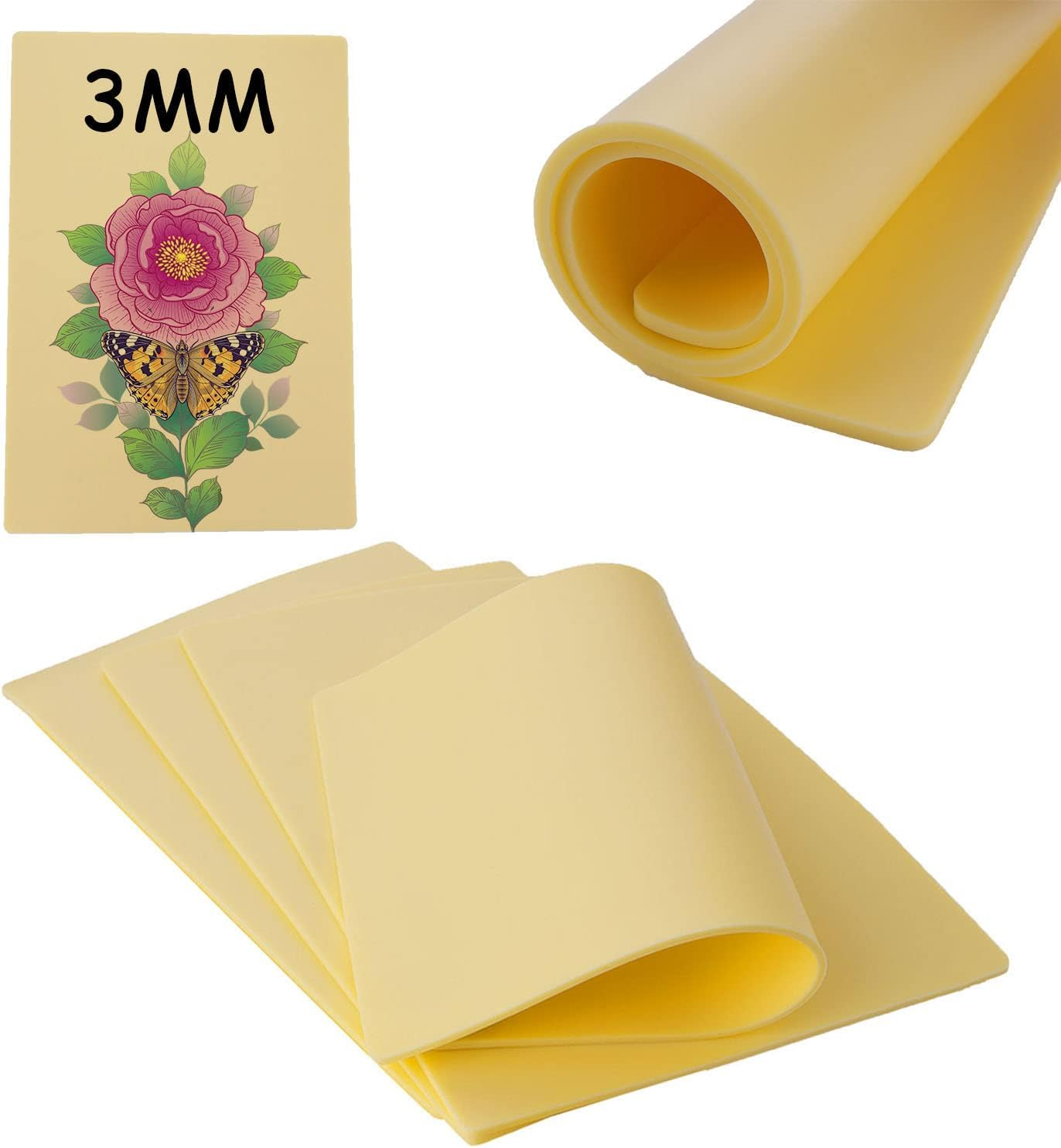 3Mm Tattoo Practice Skin, 3 Pcs 12X8" 3Mm Thick Silicone Fake Skin Blank Double Sides Soft Skin, Tattooing Microblading Eyebrow Lip Practice Sheet for Beginners and Artists (3Pcs I 3Mm) image number 4